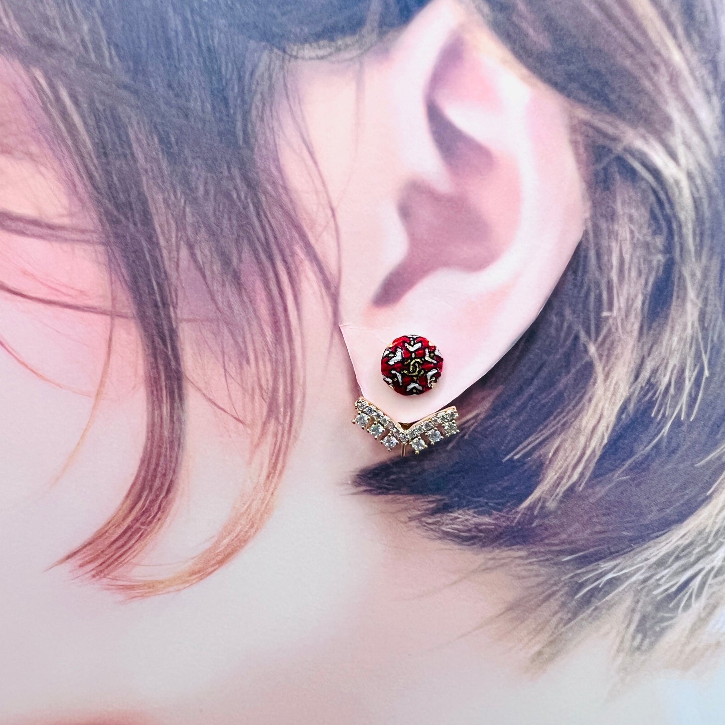CC- christmas red & snowflake - CC logo CC083- earring