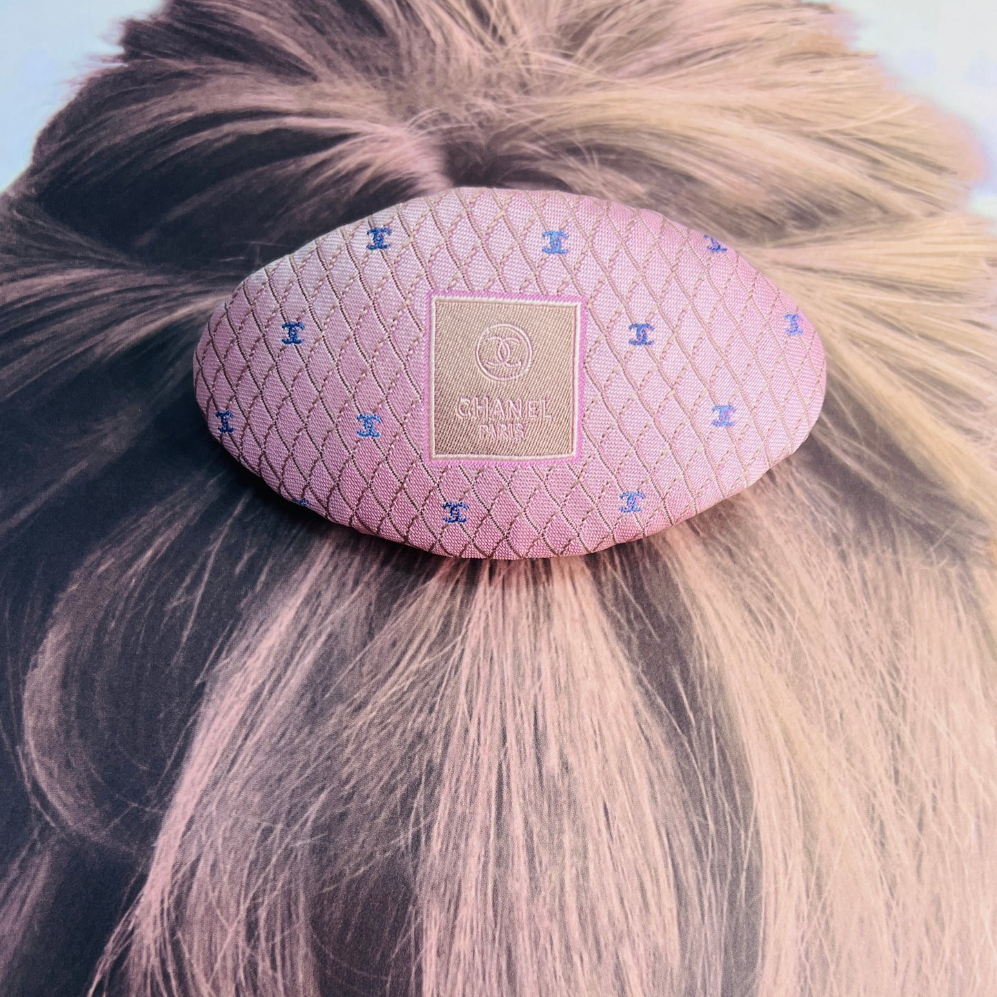 CC- Pink & lavender with CC logo- CC075- hairclip