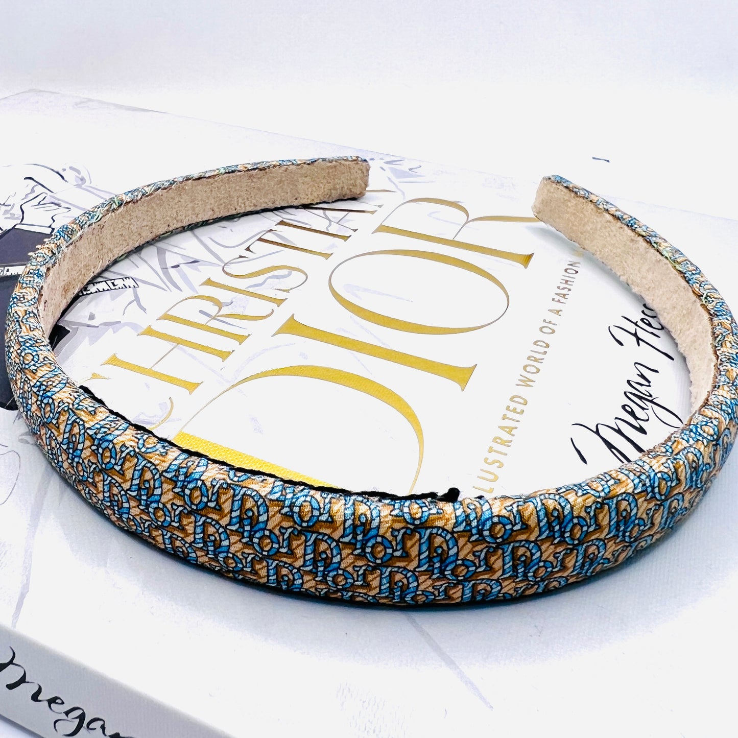 D-D logo beige & blue monogram headband