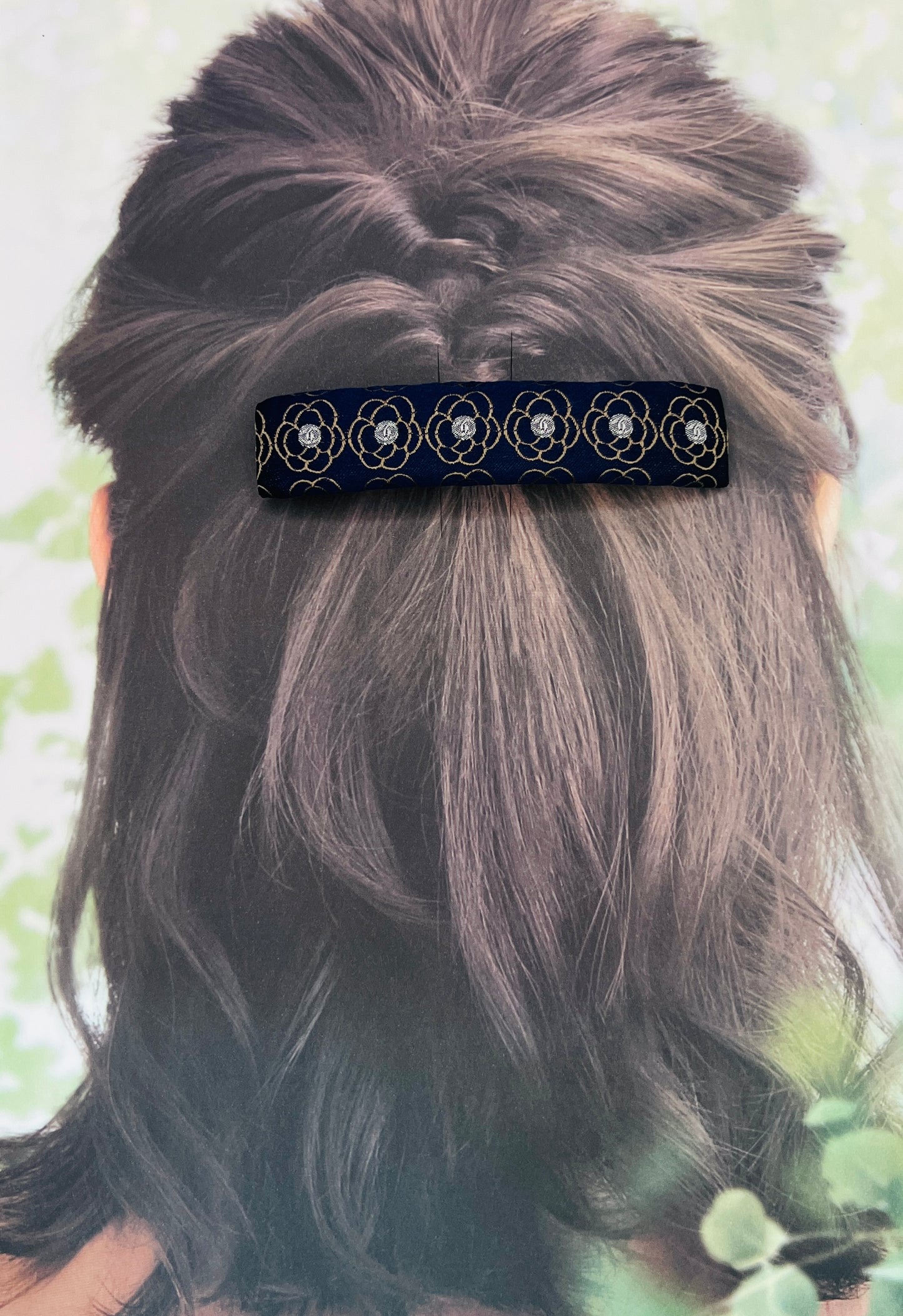 CC- CC0081- Navy & Rose Gold camellia with CC logo- clip