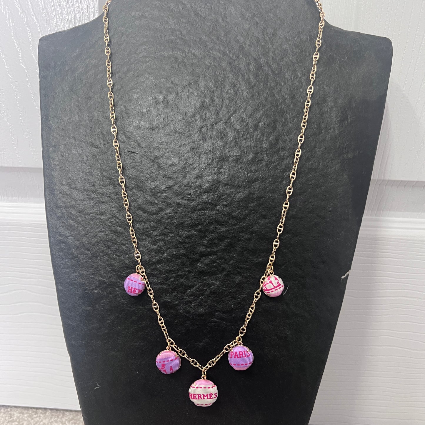 H-H - pink & lavender ribbon - necklace
