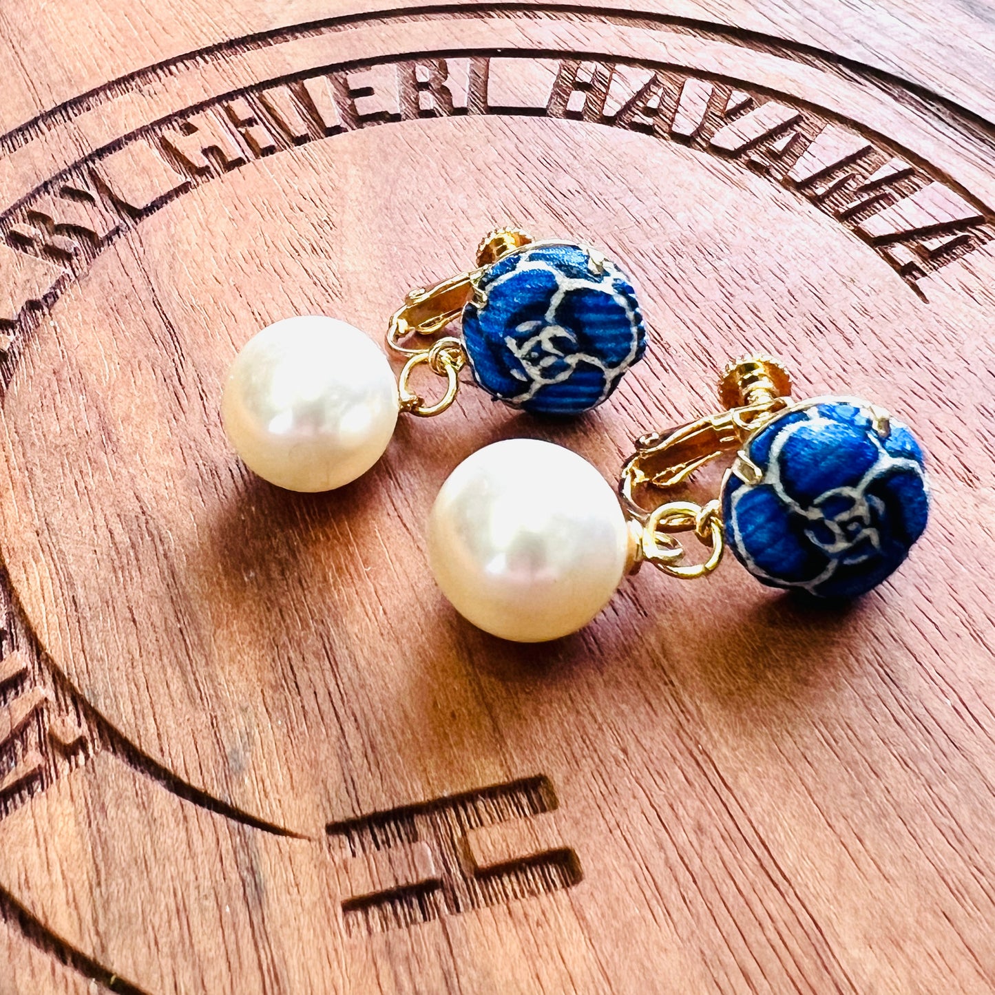 CC- Blue Camellias- CC061- Drop earring