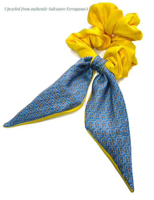 SF- Evening Blue & sunshine yellow SF0009/ Scrunchie with twilly