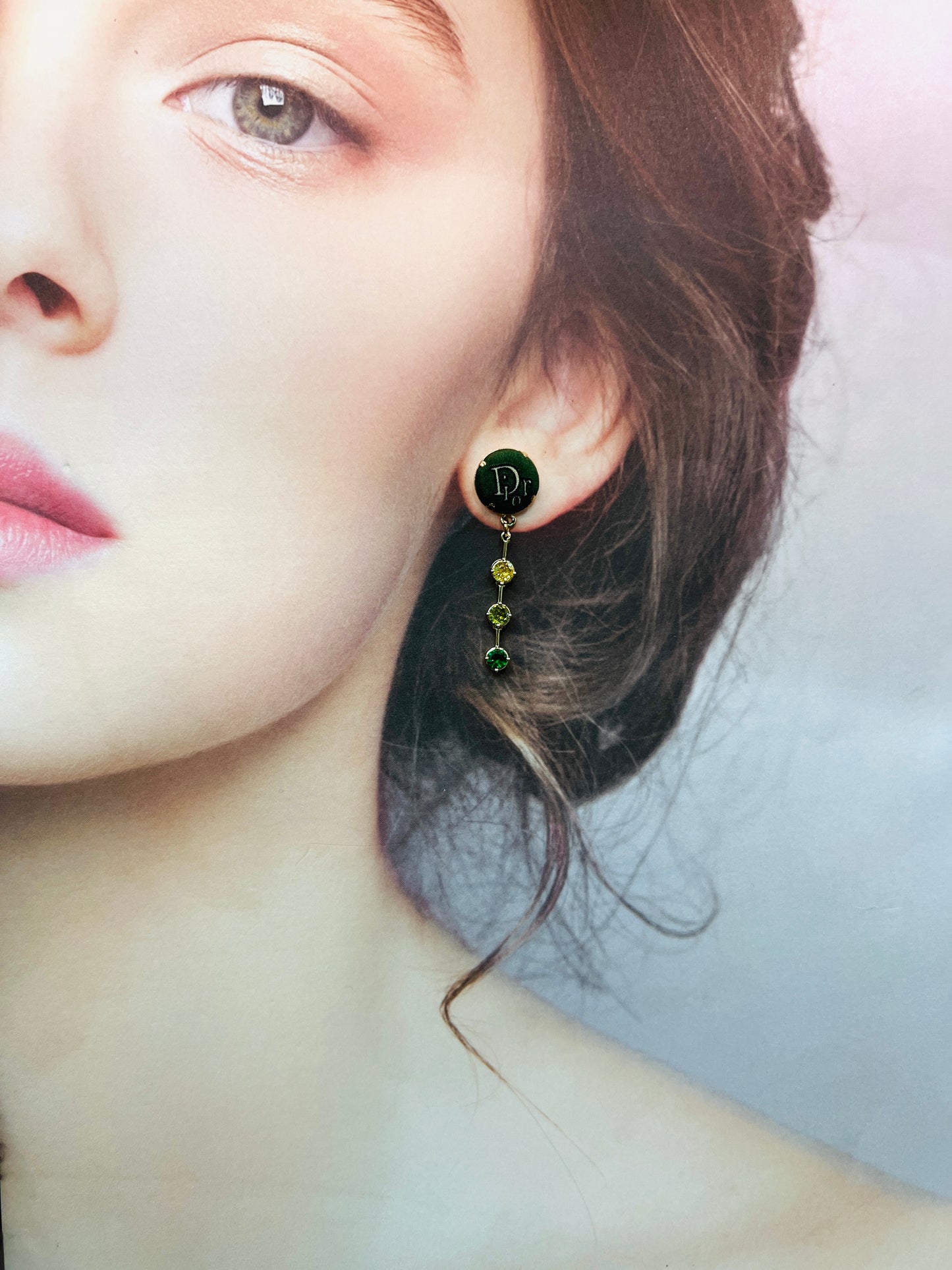 D-Drop earring- forest Green