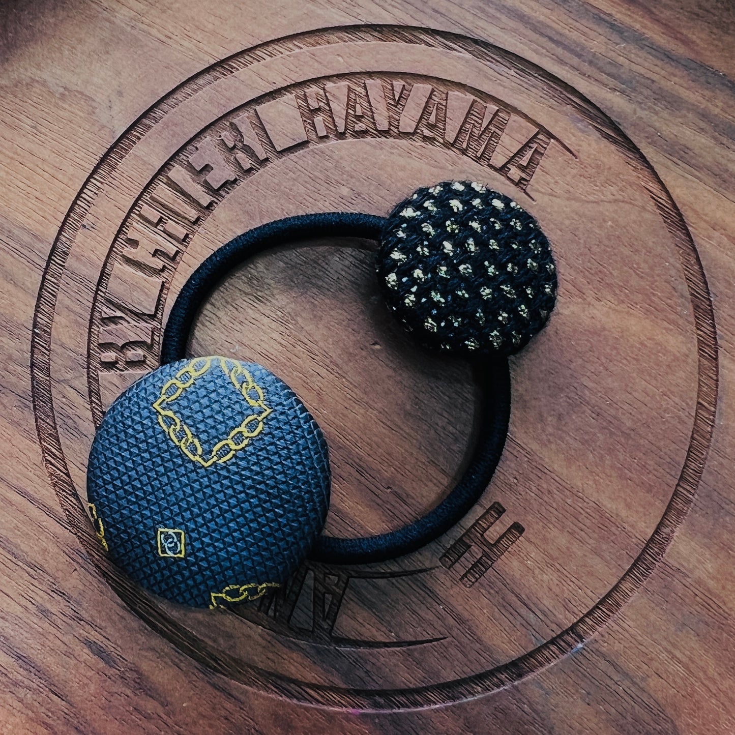 CC- Vintage black & Gold Dot + Linton Tweeds-CC010 - earrings