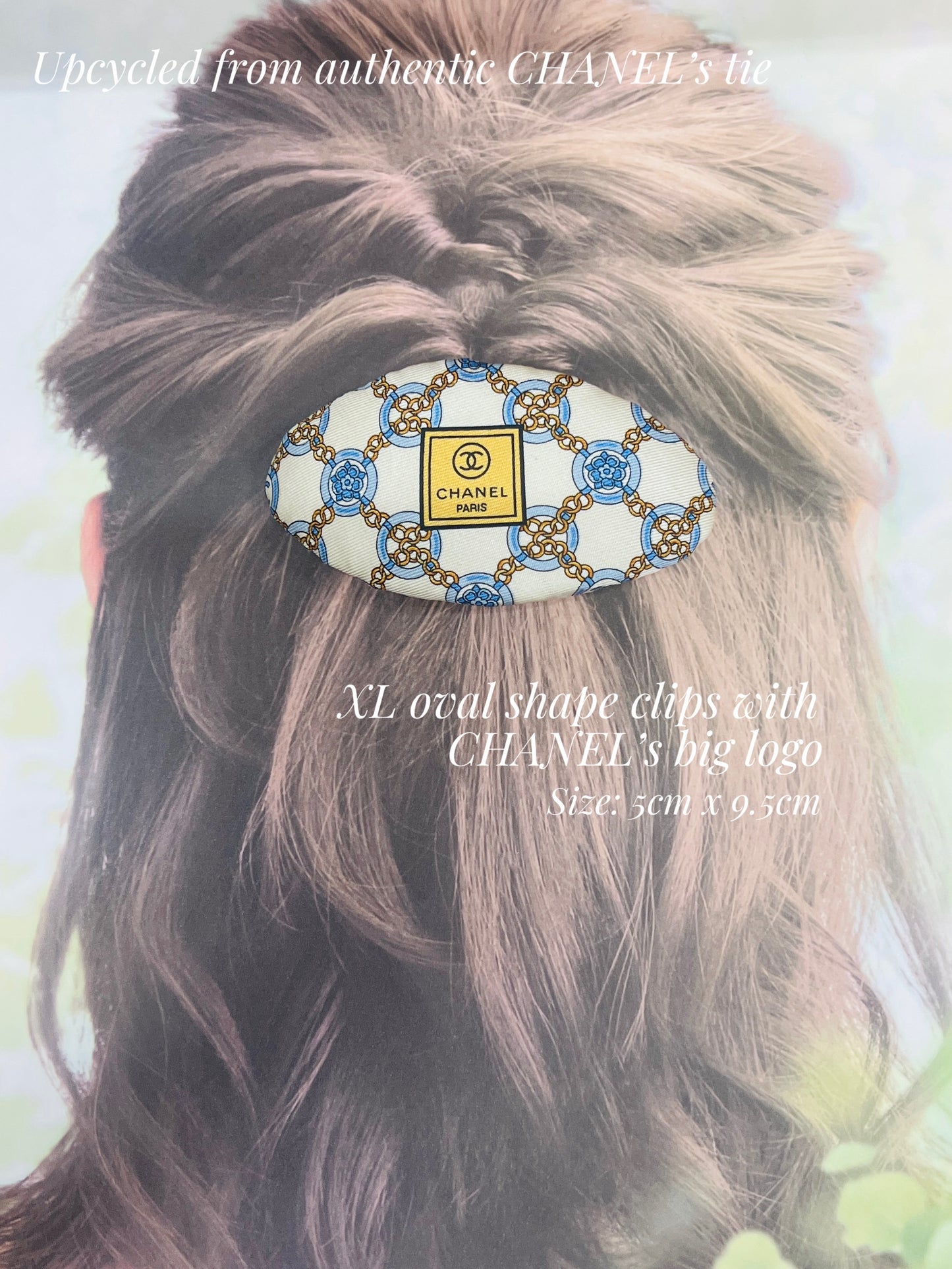 CC- Copen Blue Camellias with CC logo CC0695- hairclip