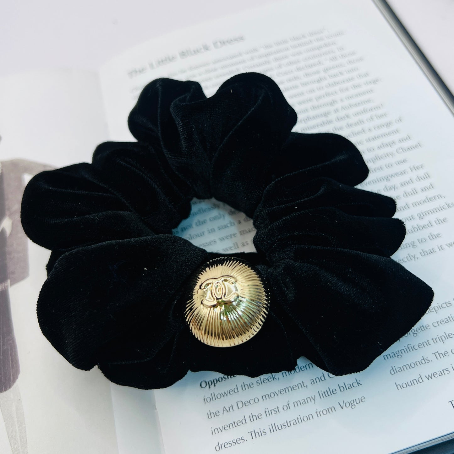 Black & Gold Chanel’s charm Scrunchie