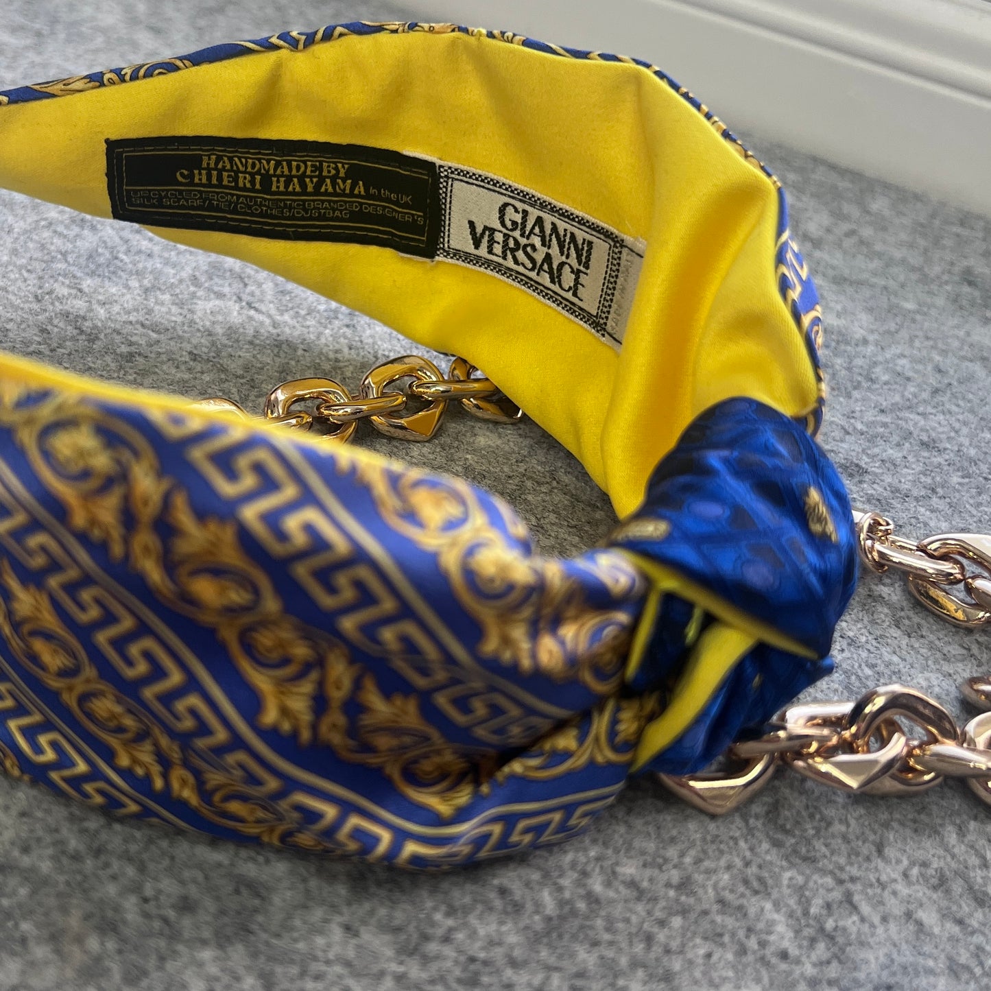 Versace royal blue & gold classic Knot headband
