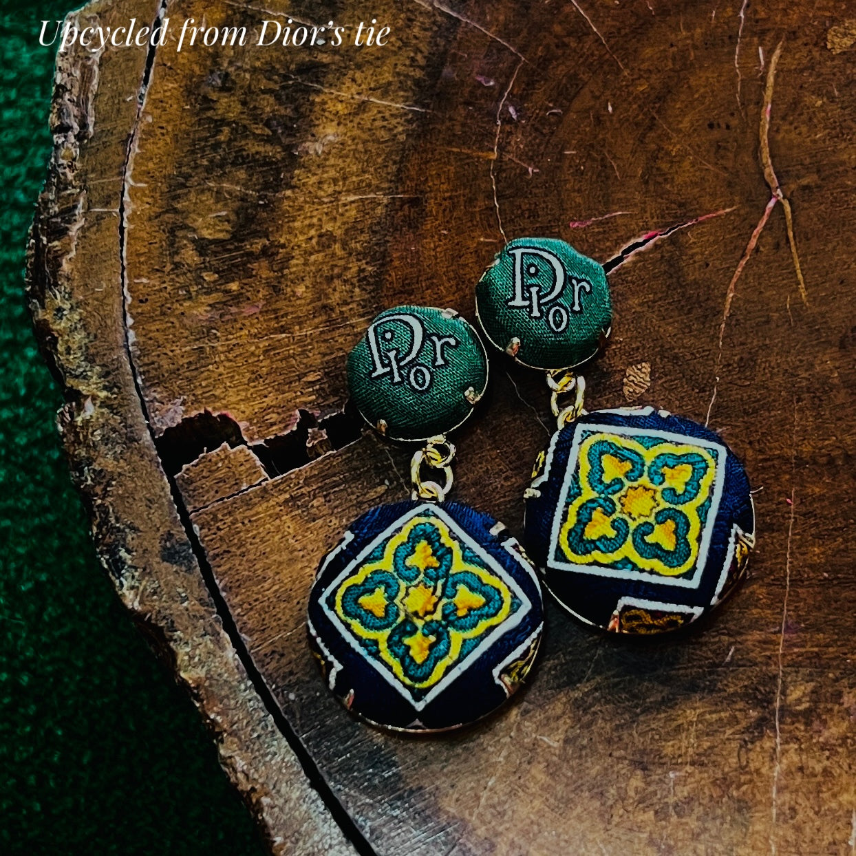 D-d014 Dior earring- forest Green