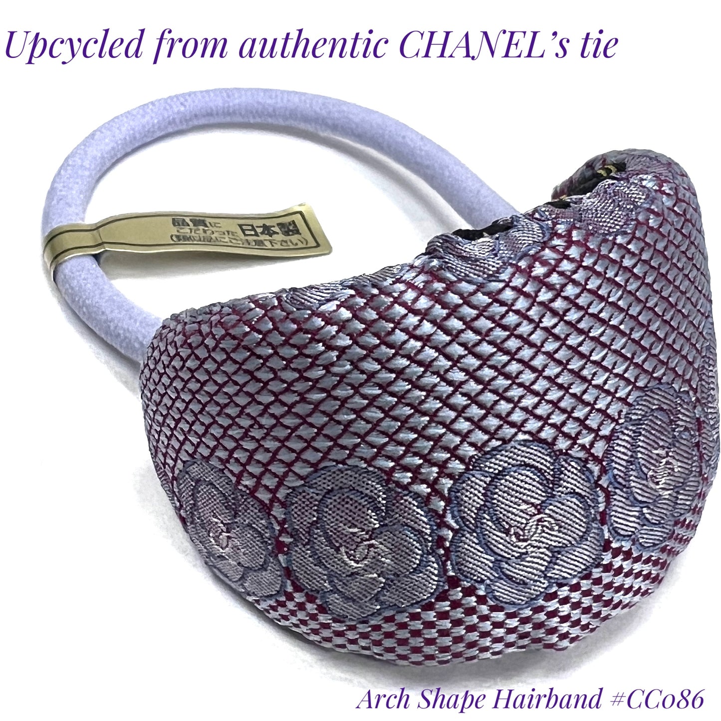CC- Greyish purple Camellias with CC logo CC086- Hairband