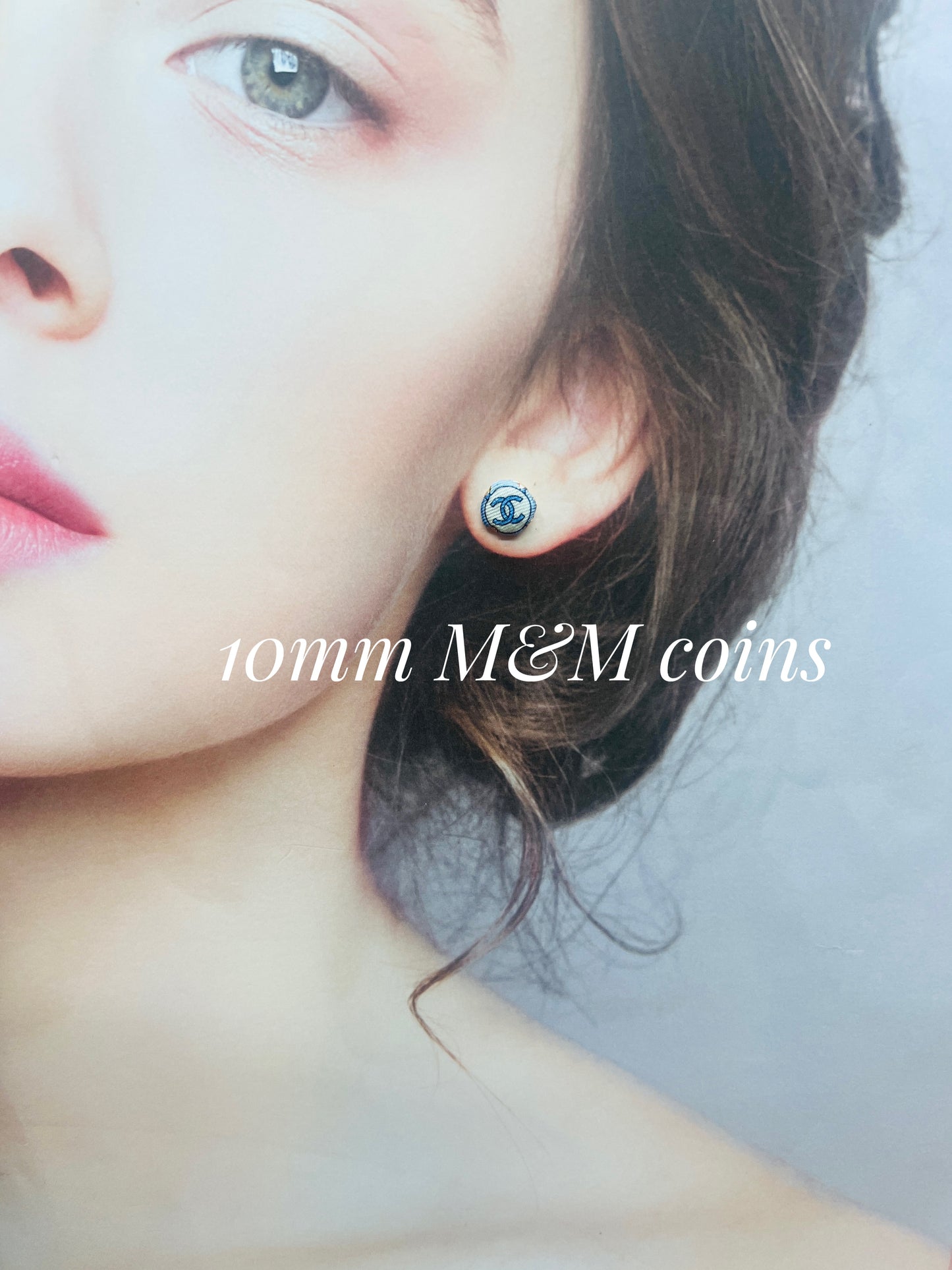 CC- Copen Blue Camellias with CC logo CC0695- earring