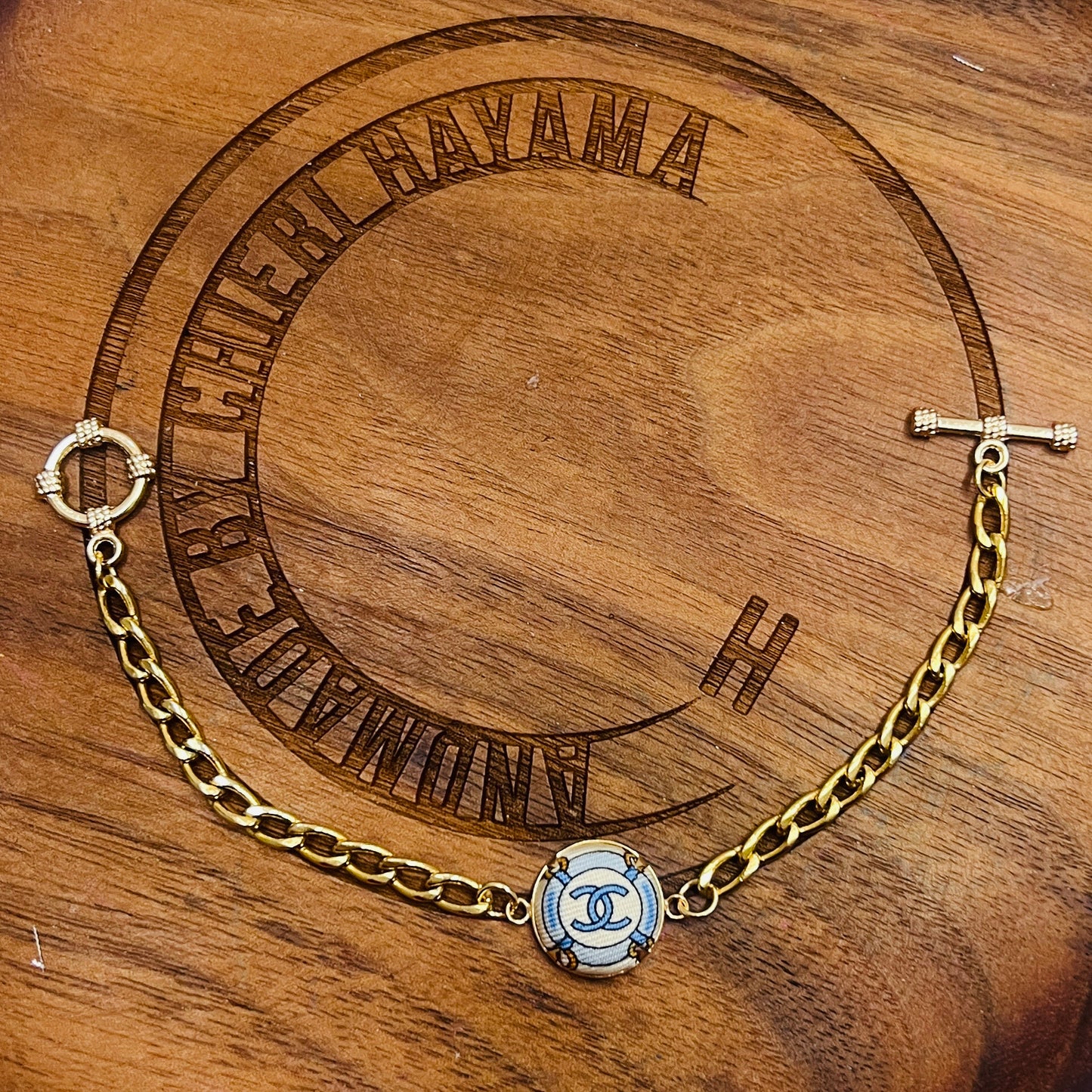 CC- Copen Blue Camellias with CC logo CC0695- bracelet