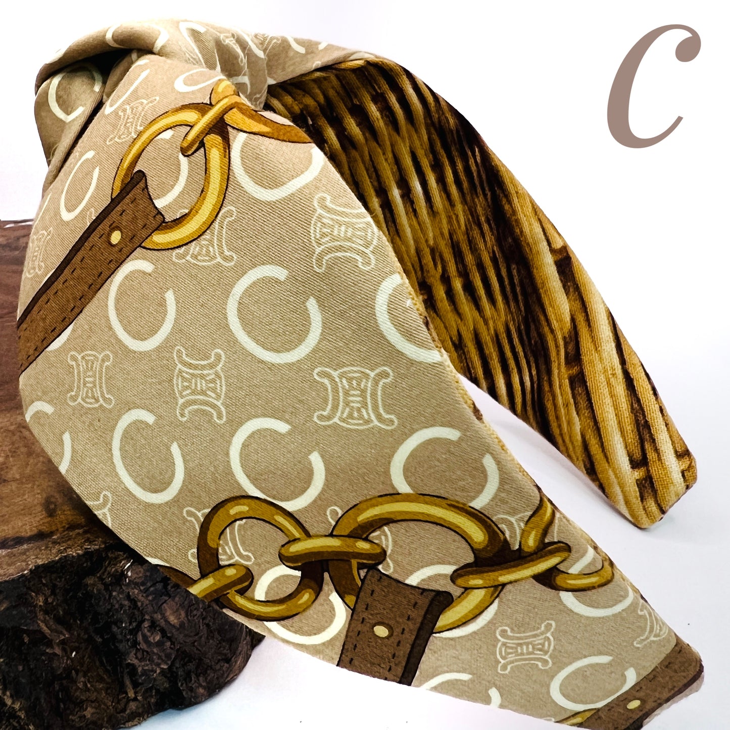 C-C beige classic monogram headband