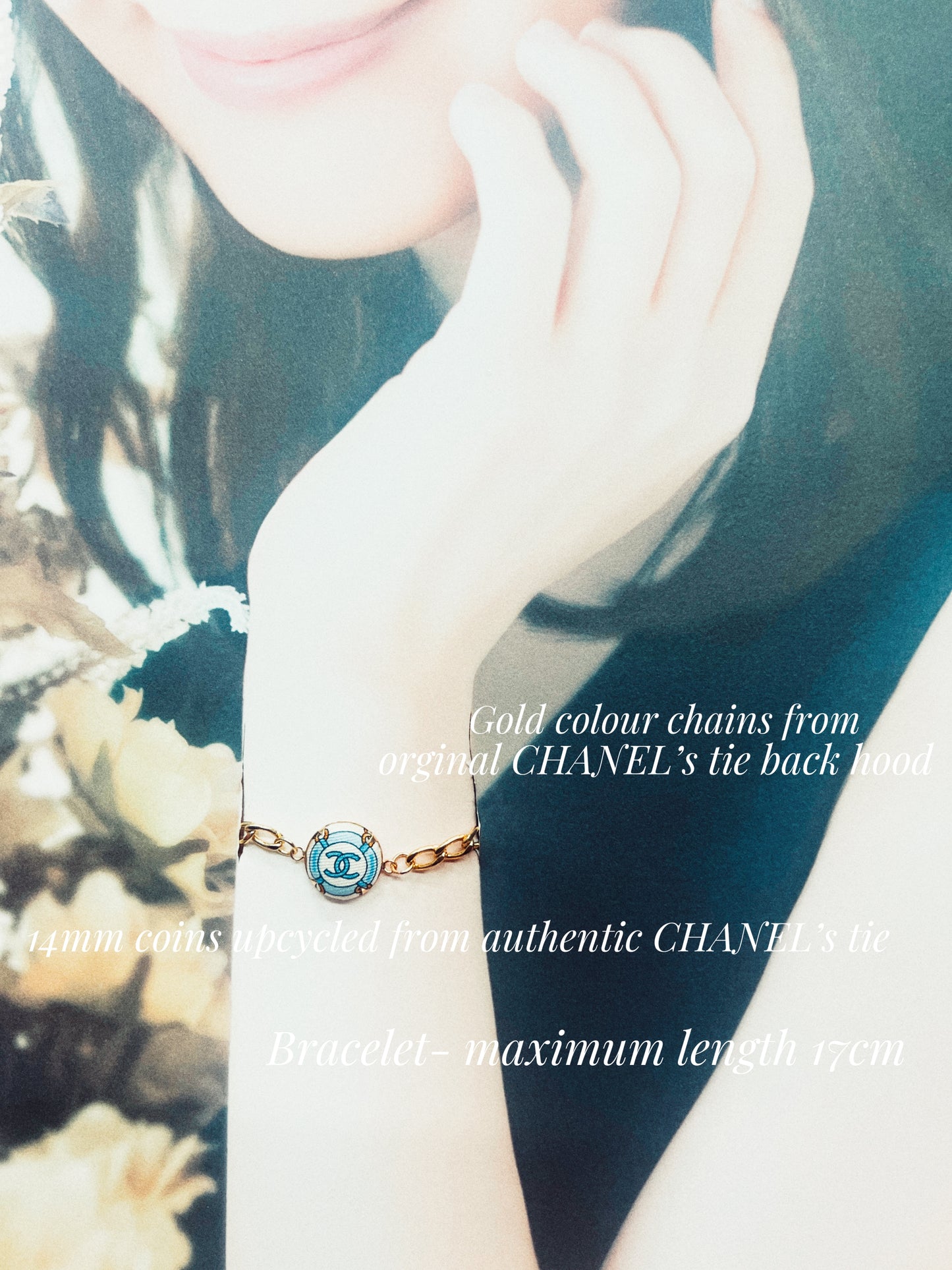 CC- Copen Blue Camellias with CC logo CC0695- bracelet