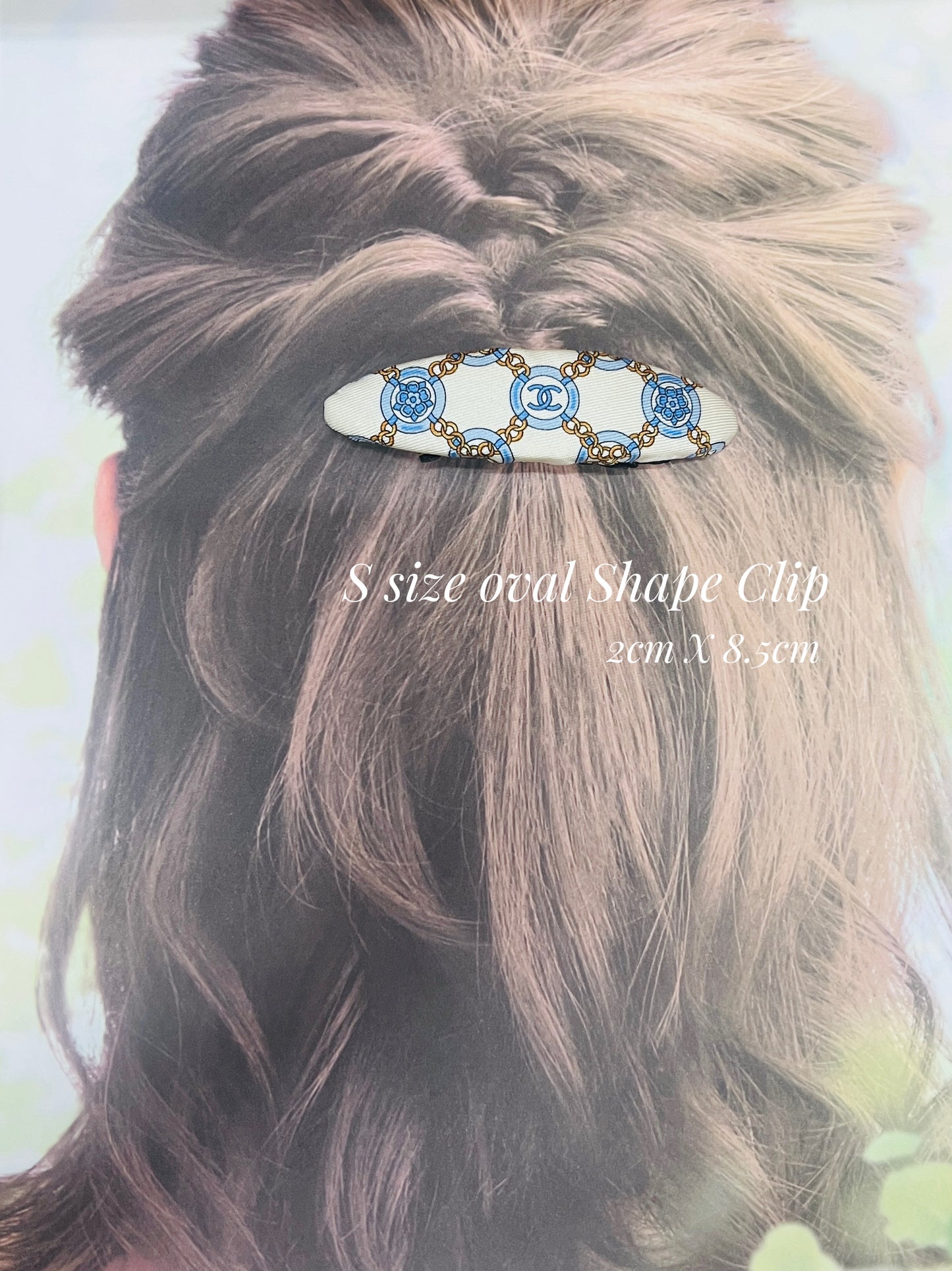 CC- Copen Blue Camellias with CC logo CC0695- hairclip