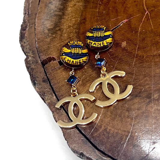 CC - chestnut and royal blue CC092- earrings