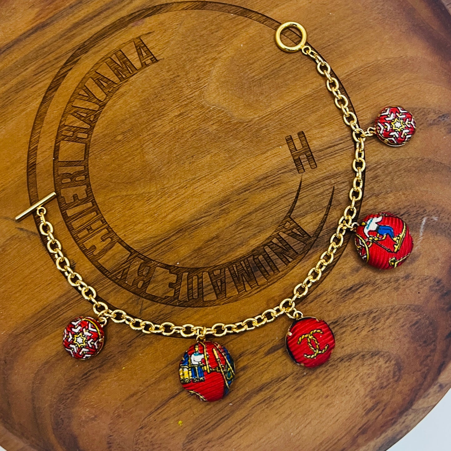 CC- christmas red & snowflake - CC logo CC083- bracelet