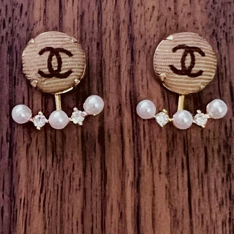 CC-Honey & Scone Square with CC logo- CC015- earrings