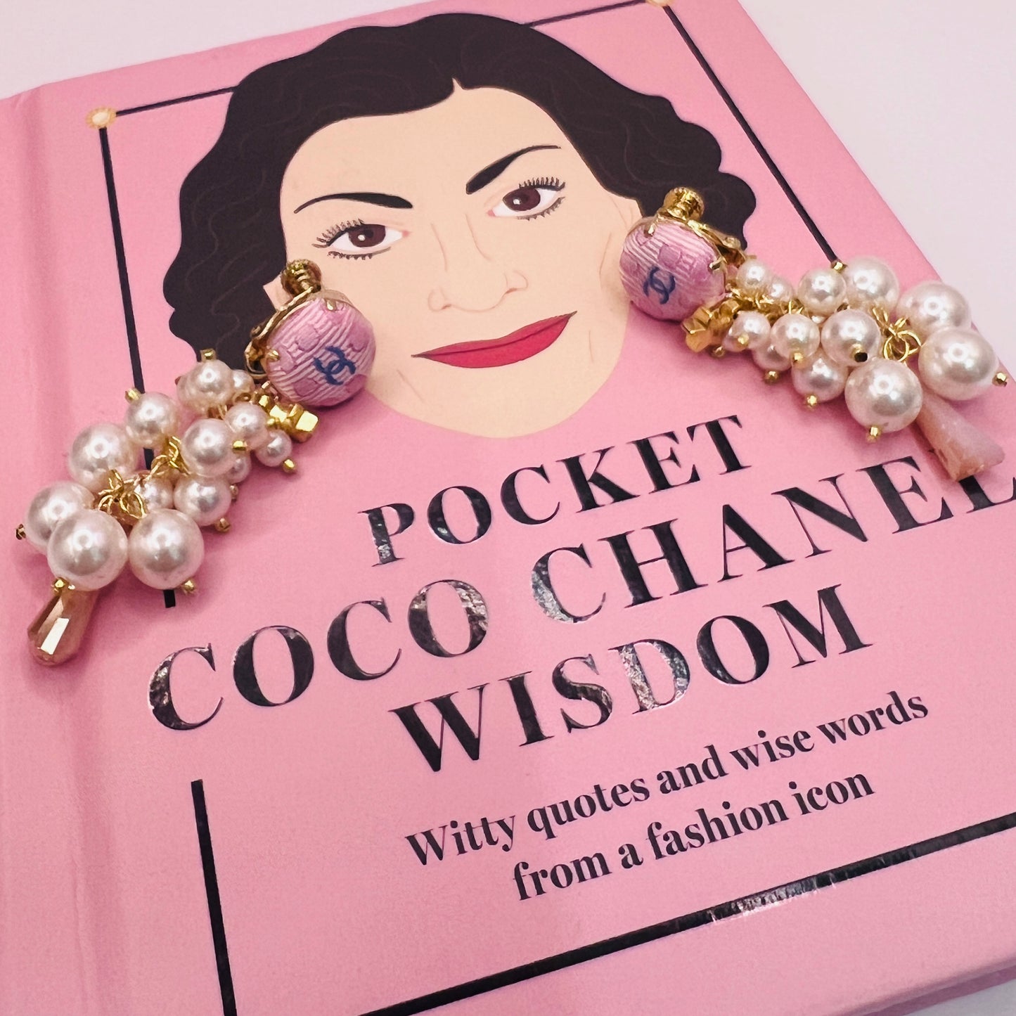 CC- Pink dot with CC logo- CC093- earring