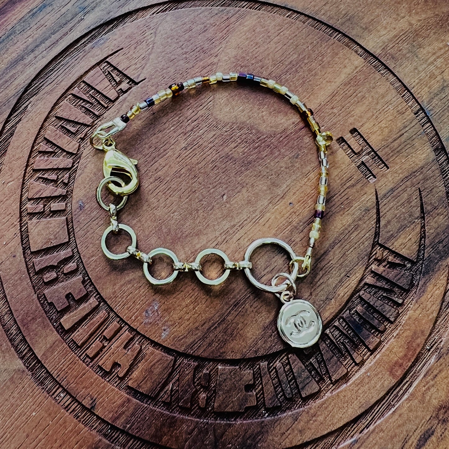 Vintage Chanel charm- Earth-Tone Bracelet