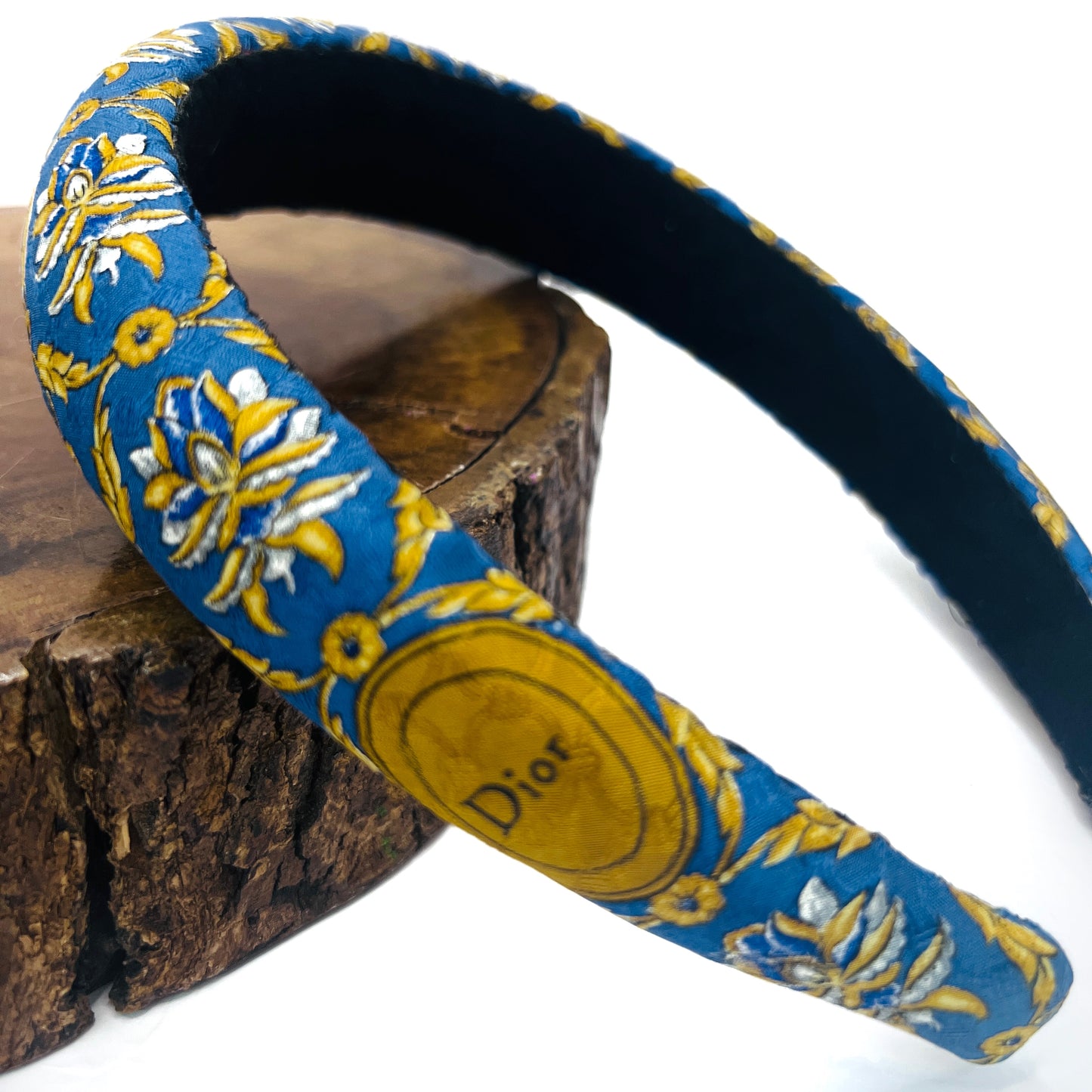 D-Dior oval logo pacific blue & roasted pecan colour headband