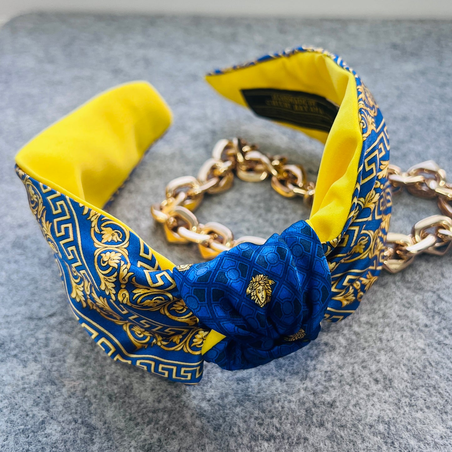 Versace royal blue & gold classic Knot headband