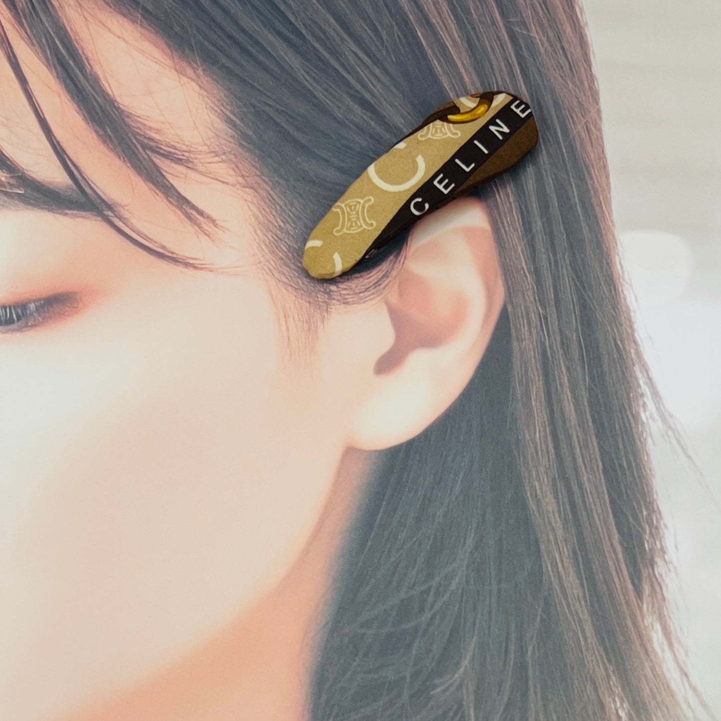 C-C celine upcycled classic monogram Korean girl hair clip
