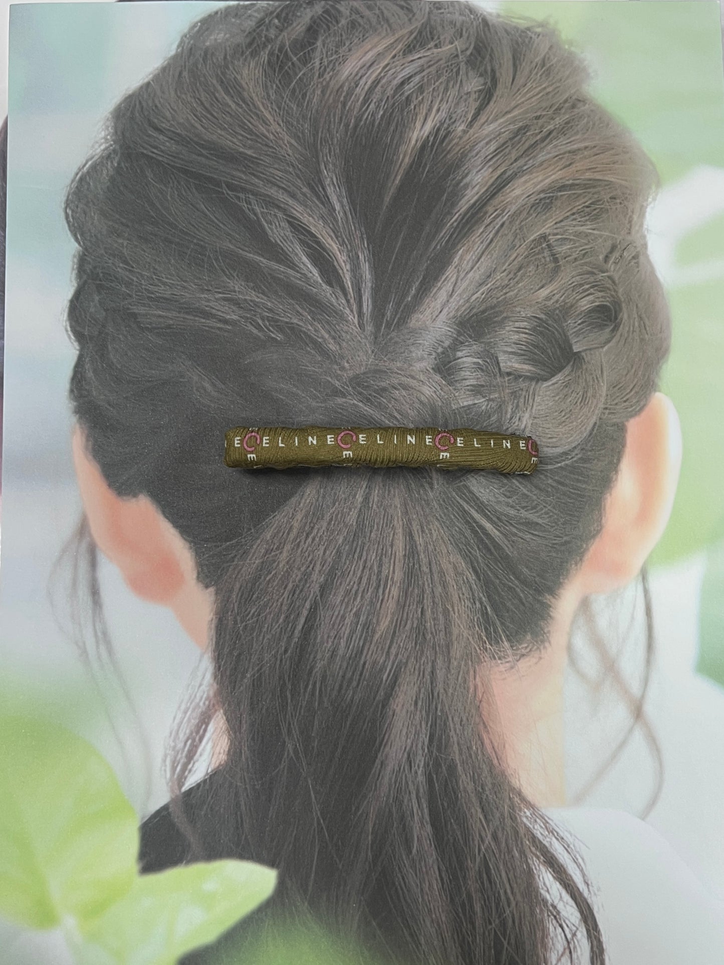 C-C Celine upcycled - green hairclip
