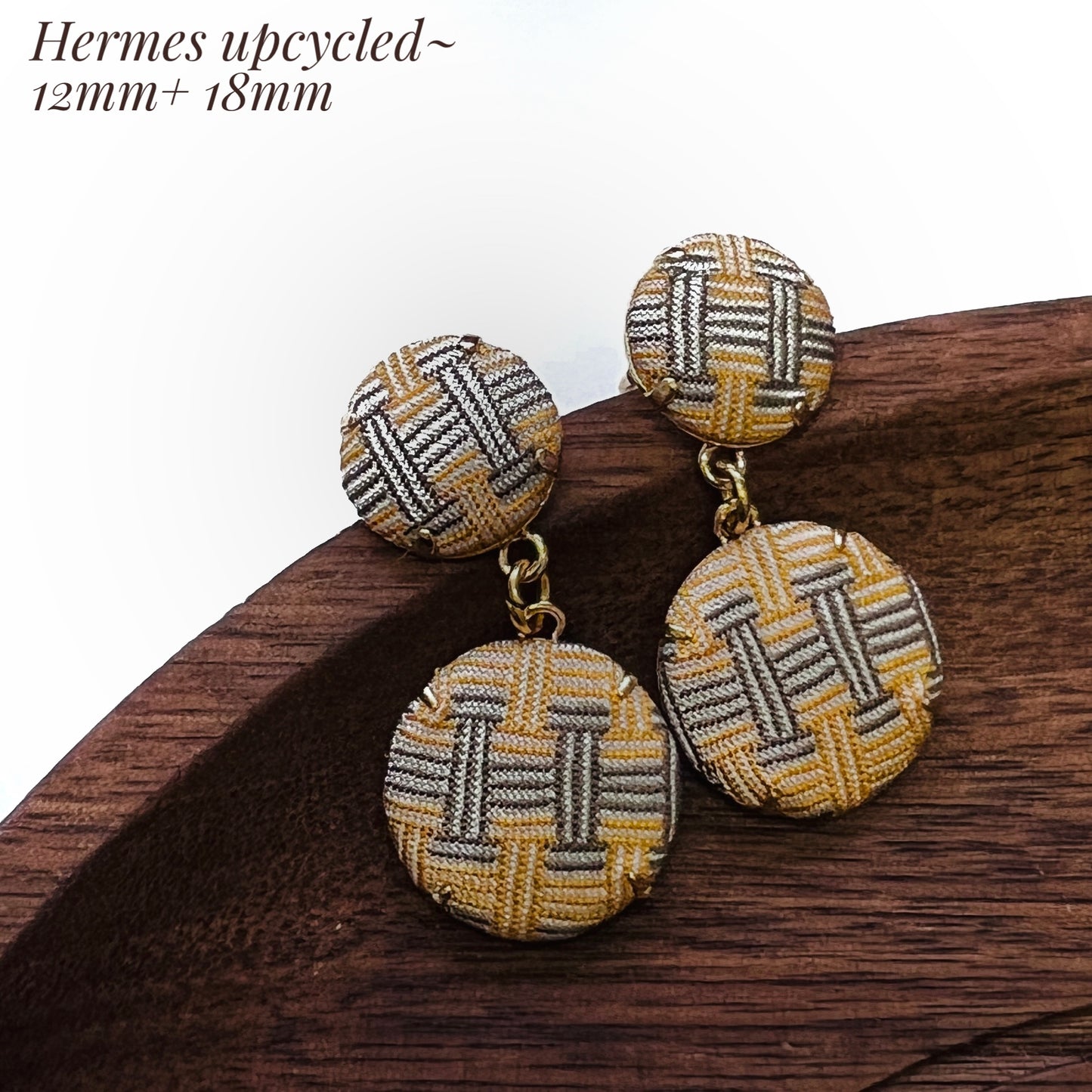 H-H0023- yellow & grey H - drop earring