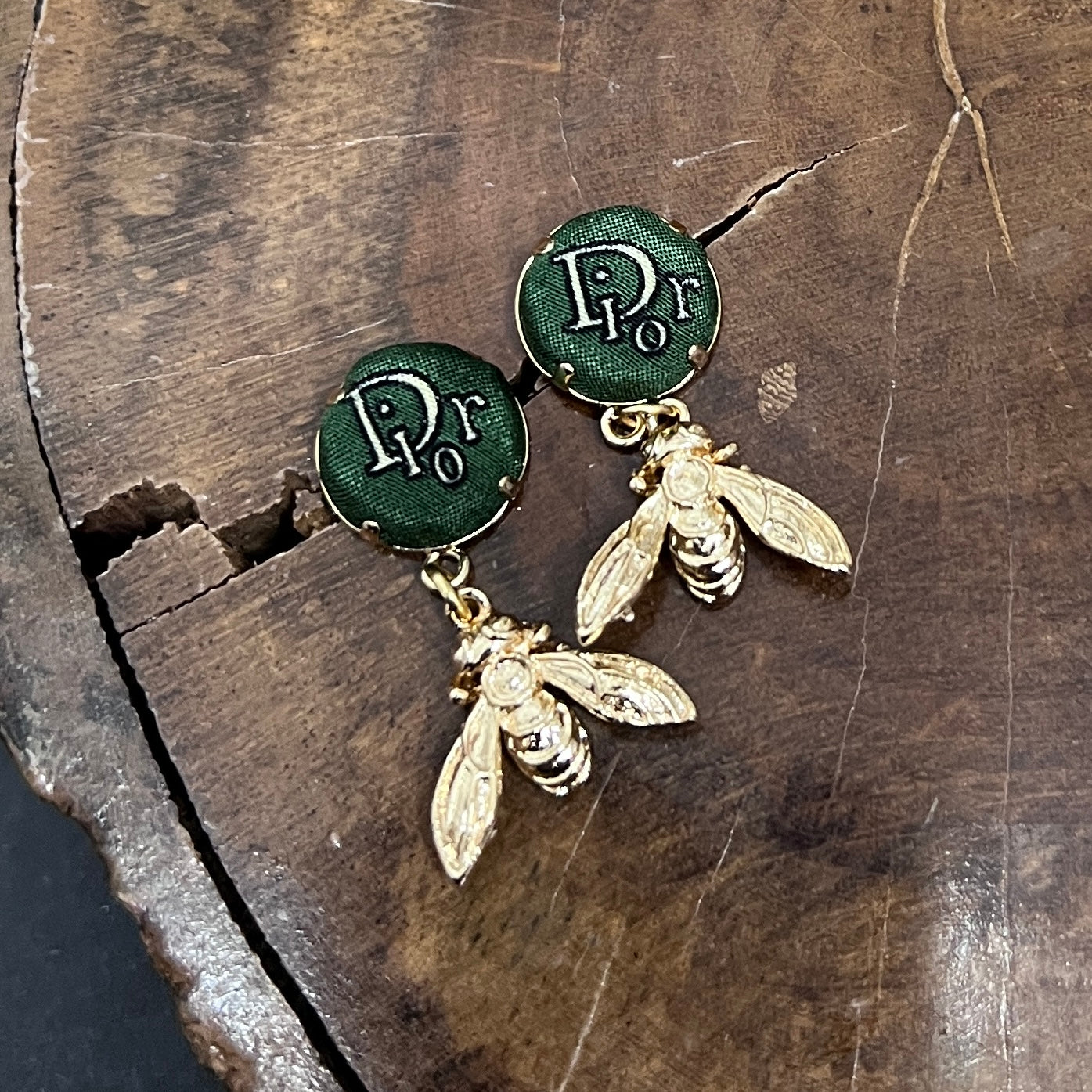 D-Drop earring- forest Green