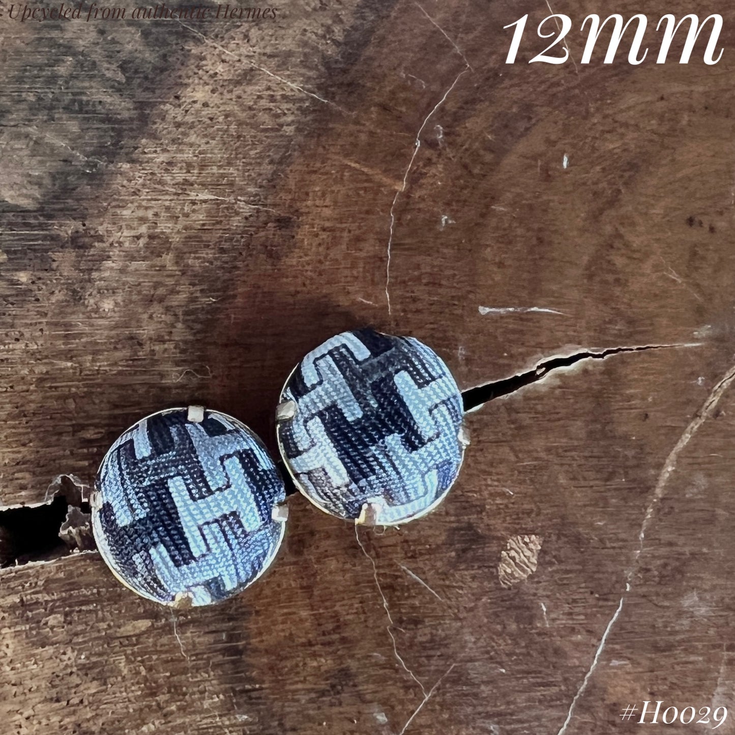 H-H0029- Black & white "H" all over pattern -earring