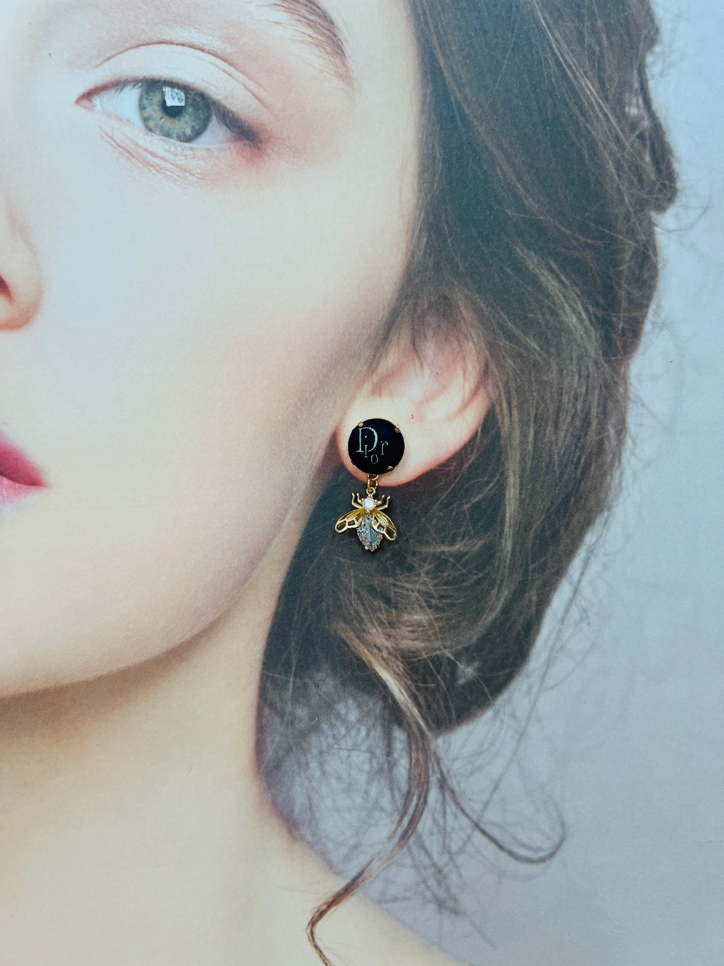 D-Drop earring- navy