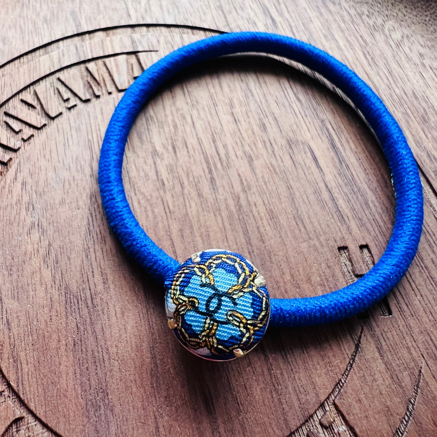 CC- ocean blue & Gold chain flower with CC logo CC064- Hairband