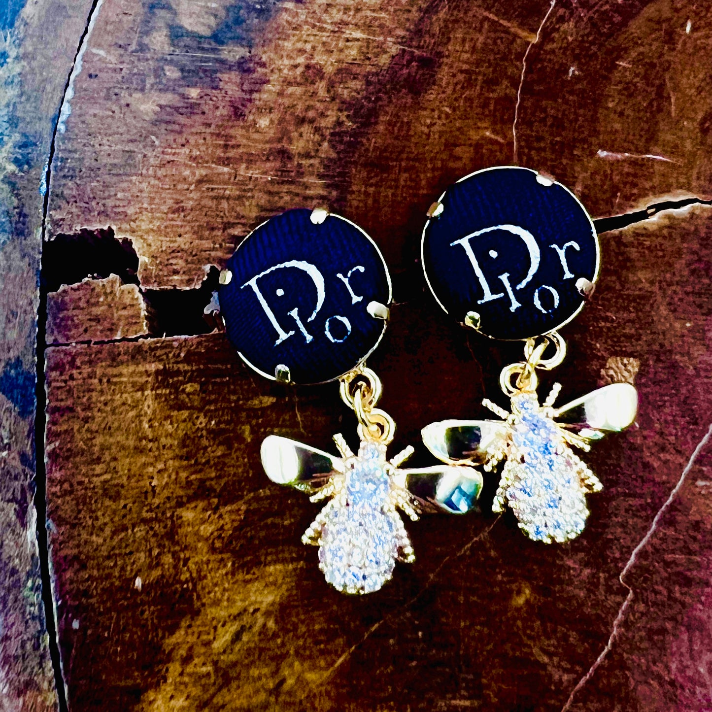 D-Drop earring- navy