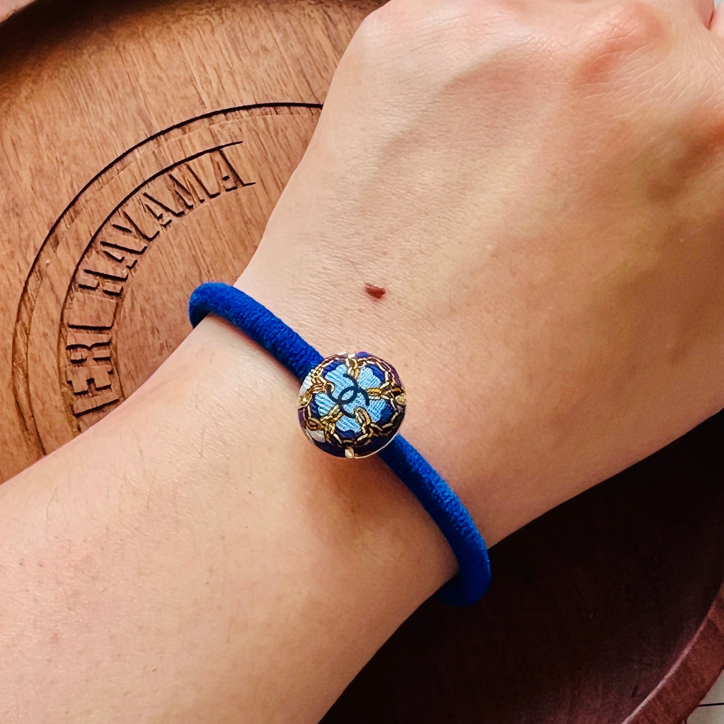 CC- ocean blue & Gold chain flower with CC logo CC064- Hairband