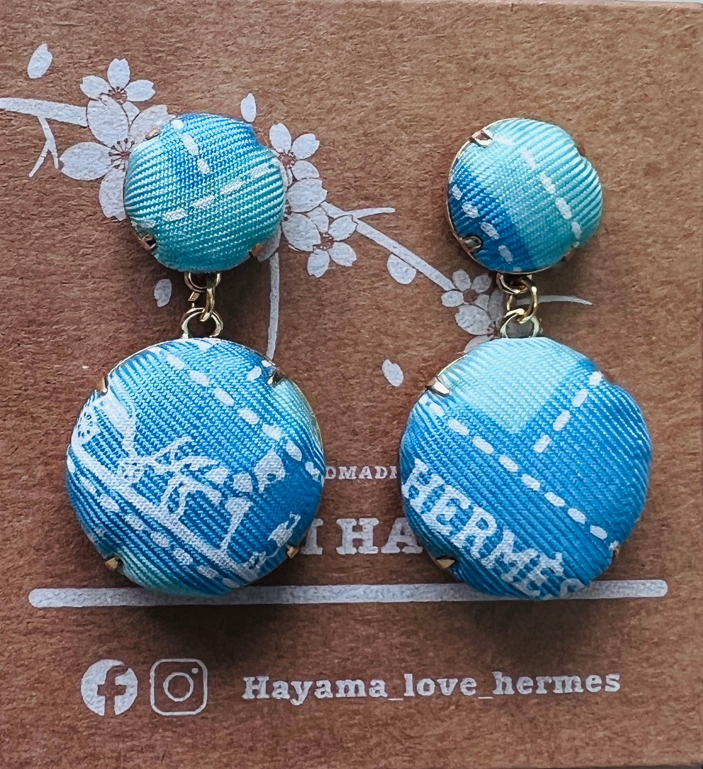 H-H Bolduc Signature Logo Ribbon pattern- earrings