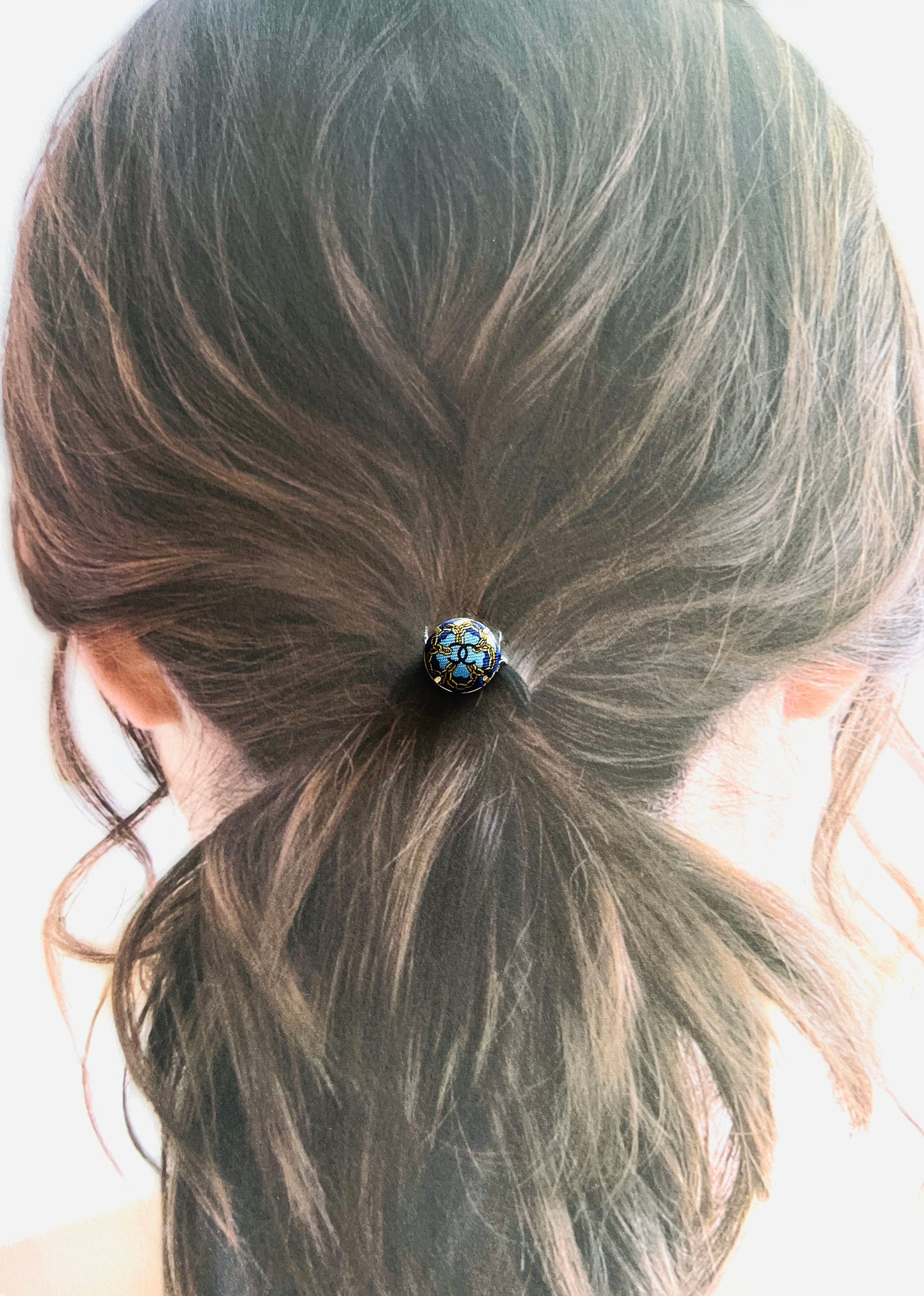 CC- ocean blue & Gold chain flower with CC logo CC064- Hairband