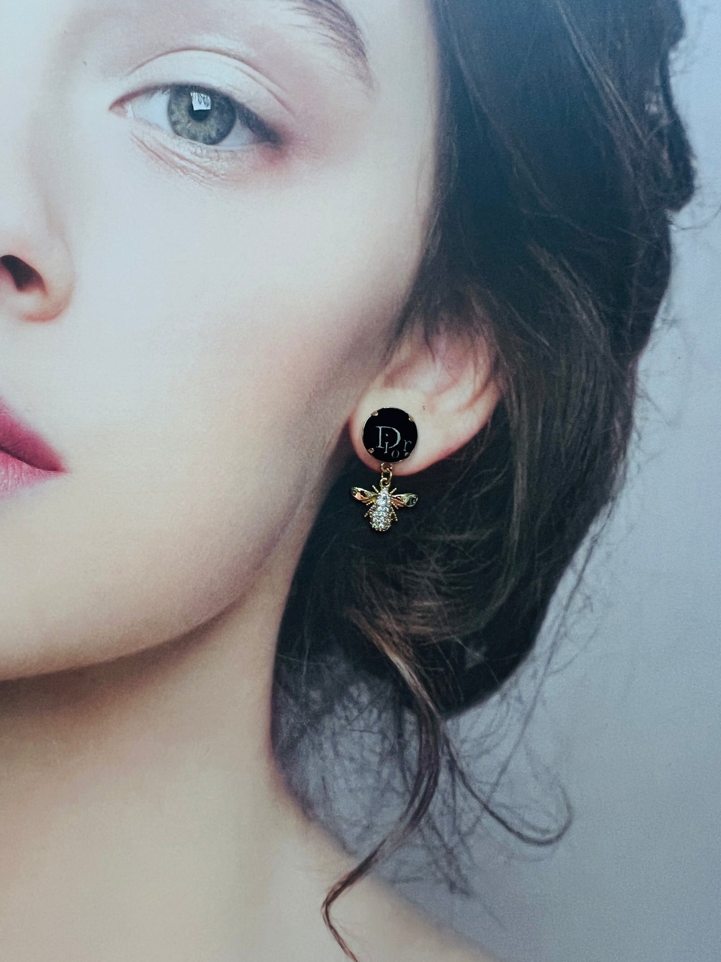 D-Drop earring- navy