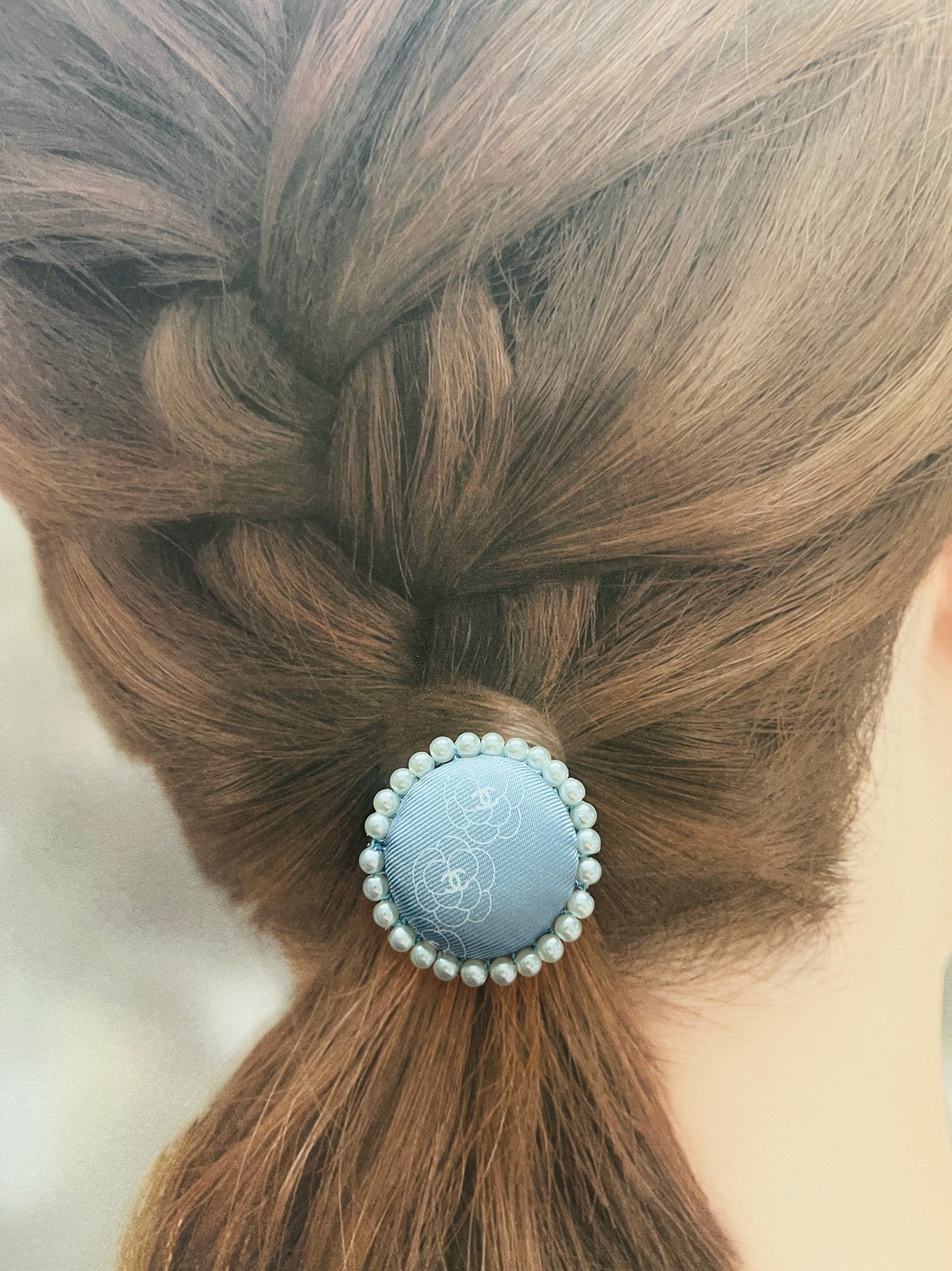 CC- Cinderella Blue Camellias with CC logo CC068- hairband