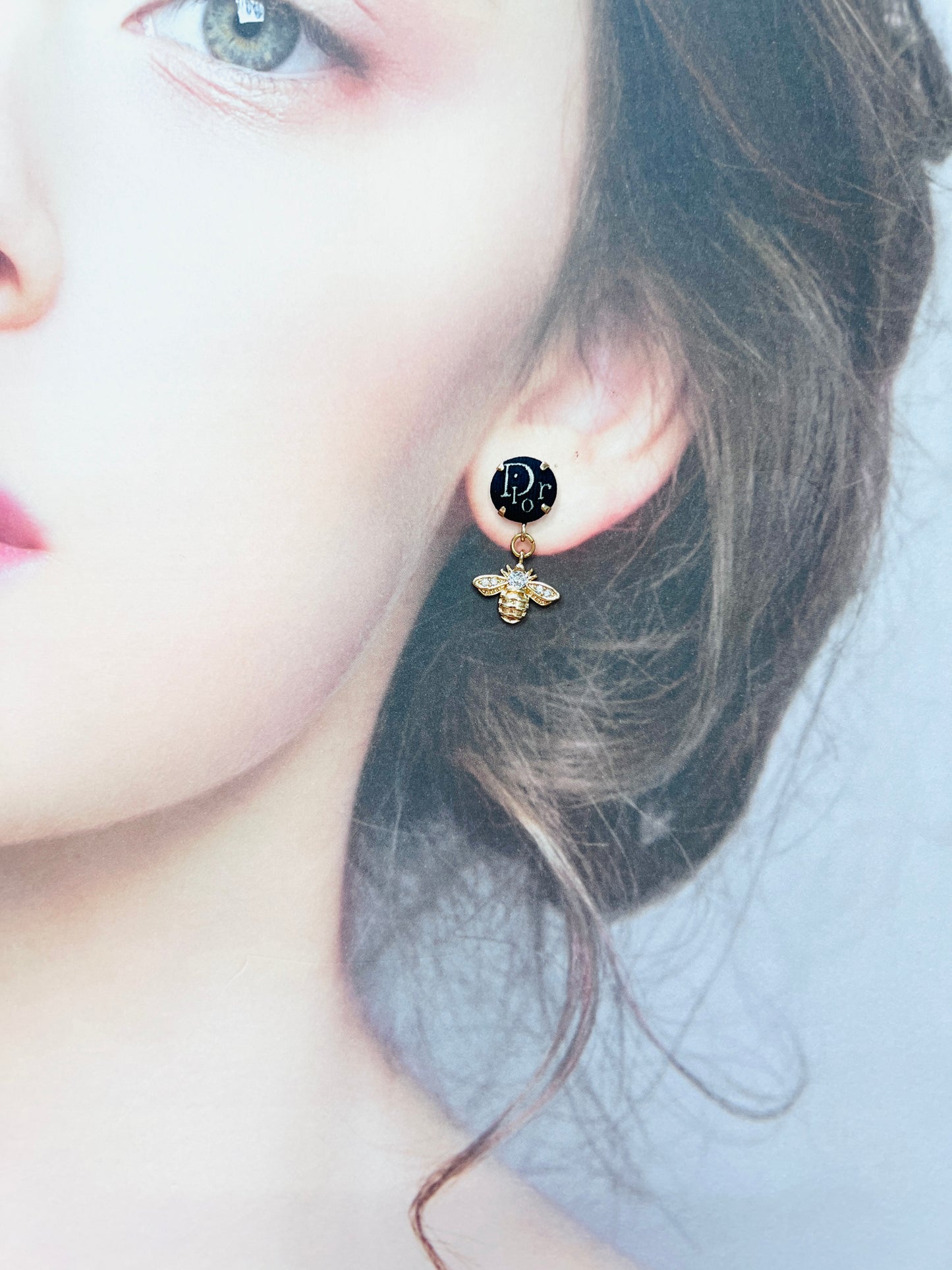 D-Drop earring- navy