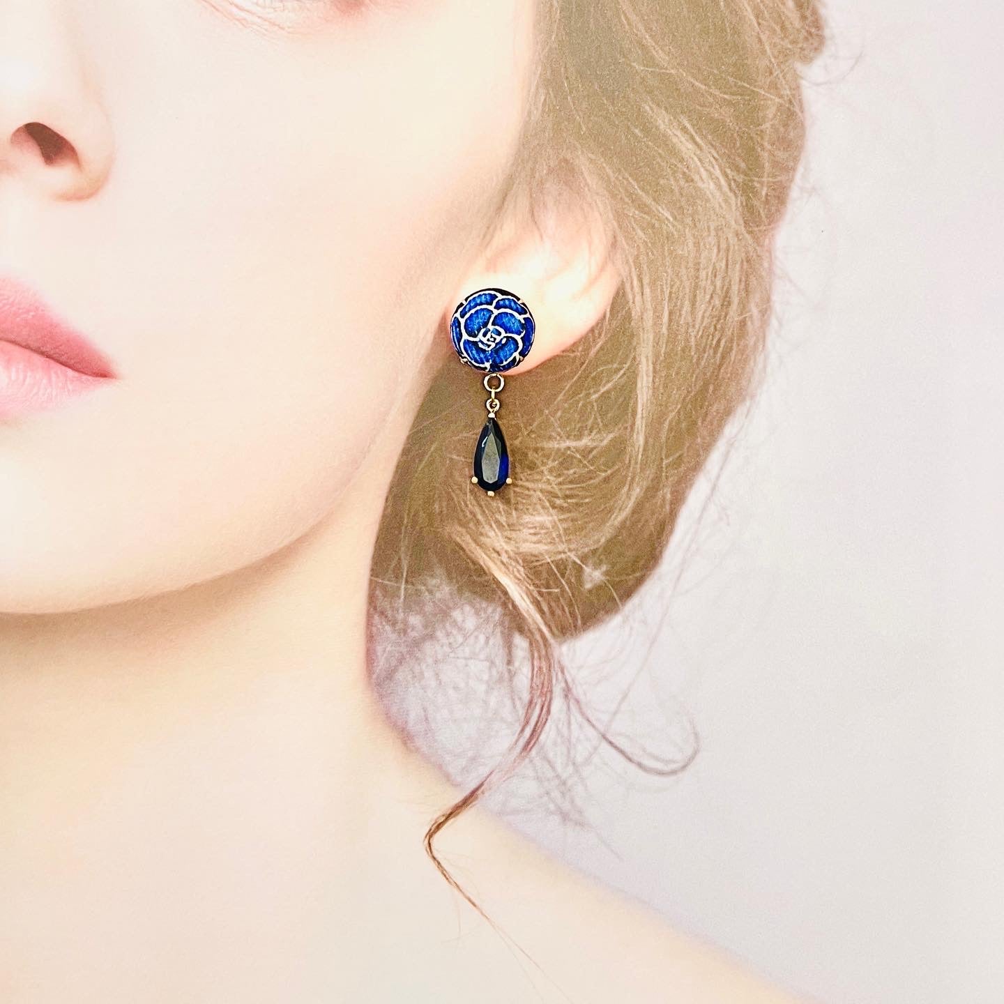 CC- Blue Camellias- CC061- Drop earring