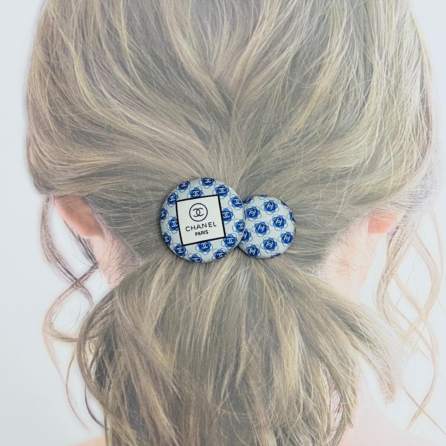 CC- Haze with Cope and Astral Blue Camellias- CC001- Hairband