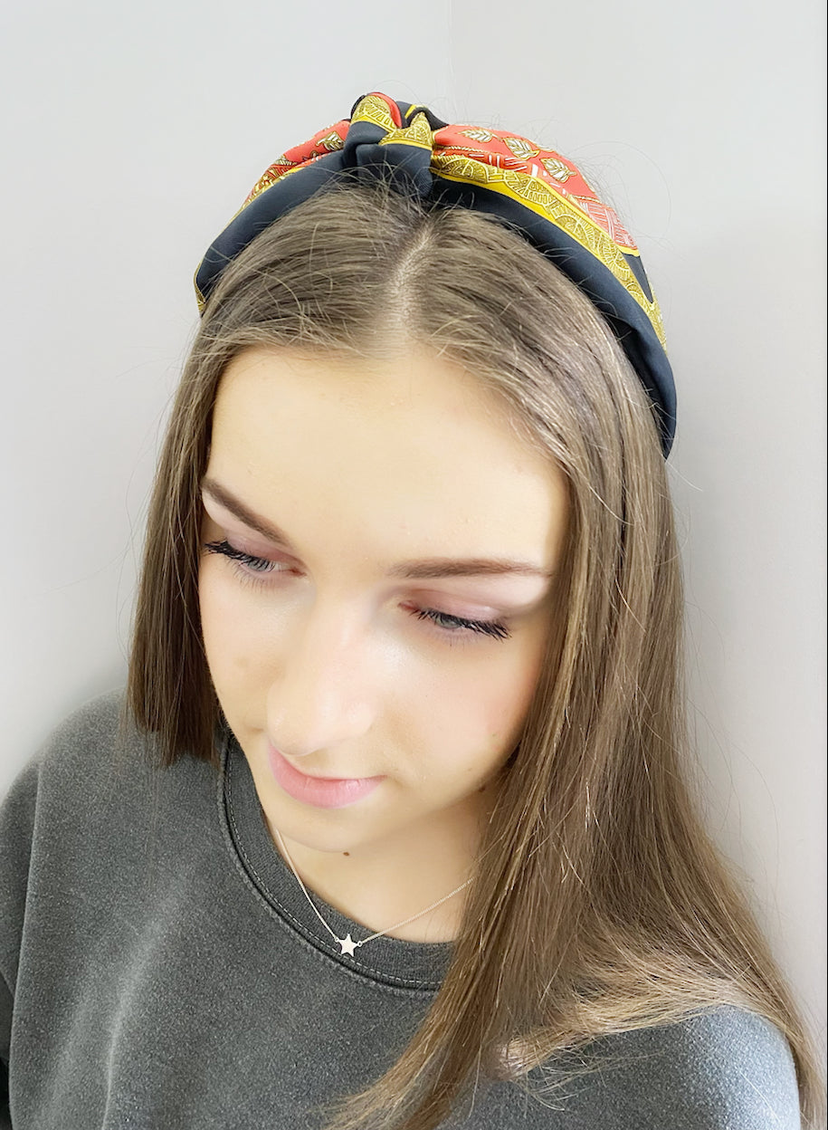 H-H Classic Vintage Pattern Black/Gold/Red - Headband