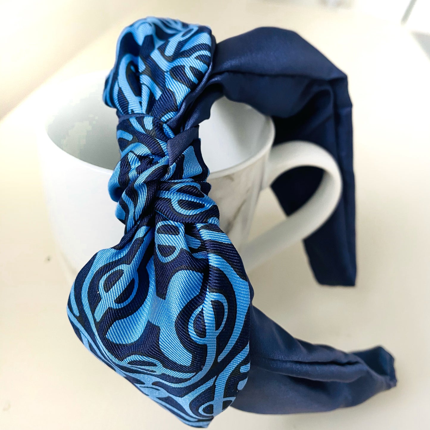 H-H3200 - Navy Big H pattern- Style 4 Headband