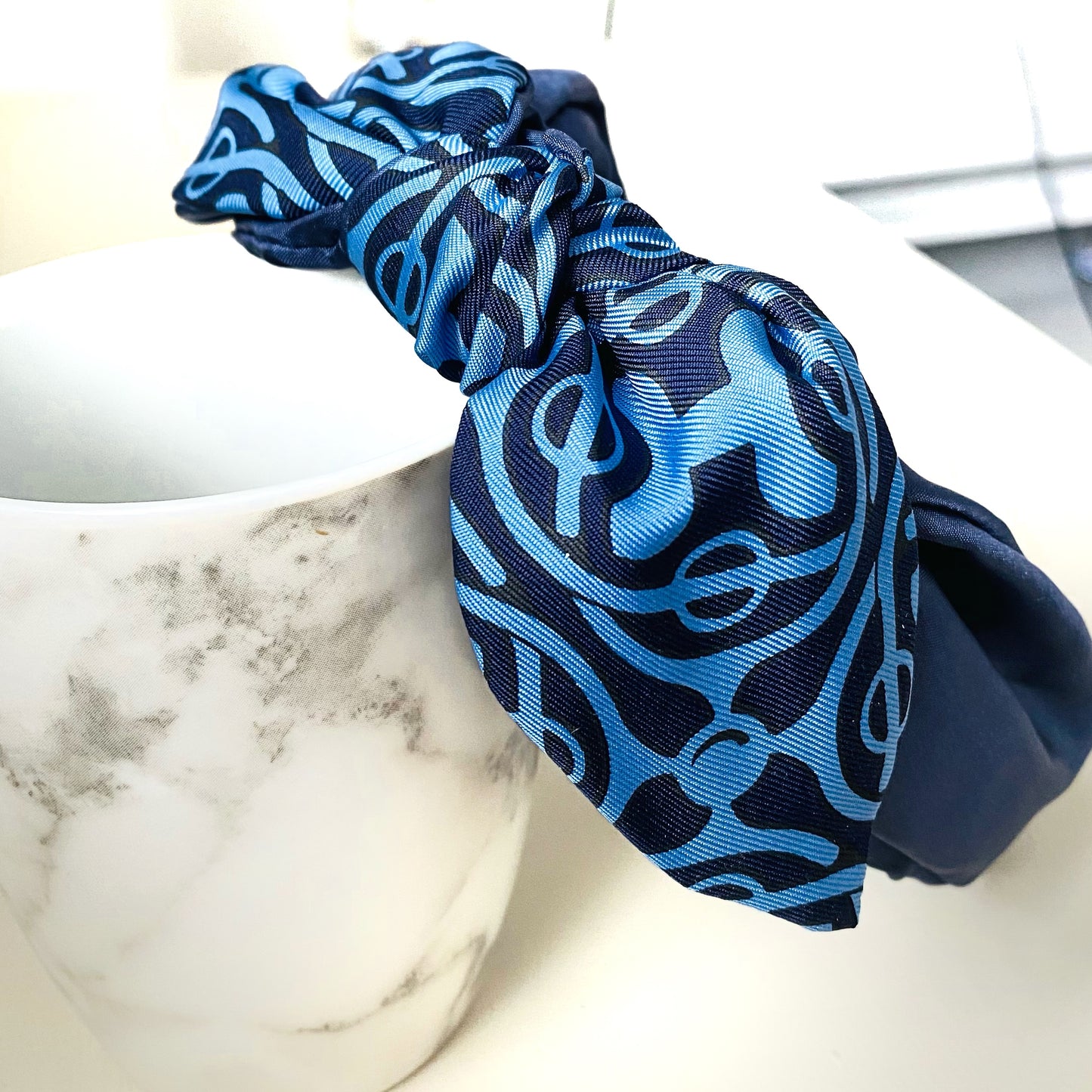 H-H3200 - Navy Big H pattern- Style 4 Headband