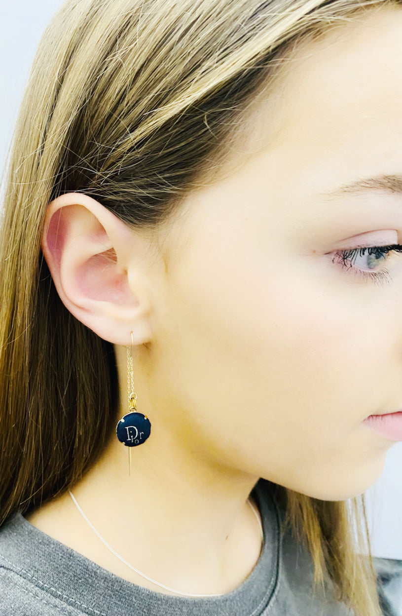 D-Drop earring- navy