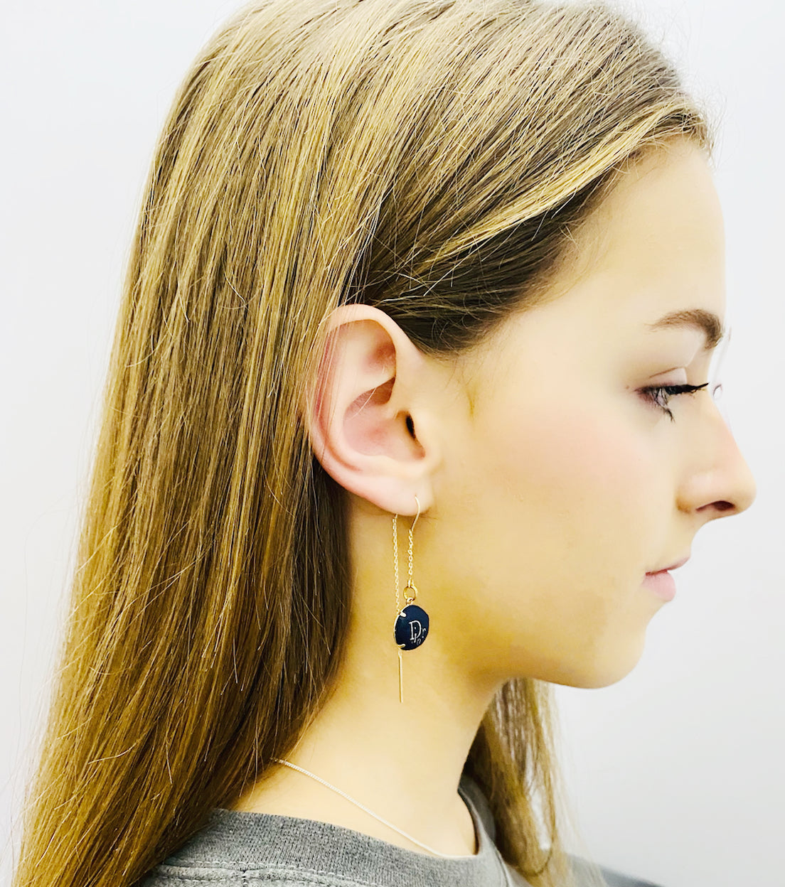 D-Drop earring- navy
