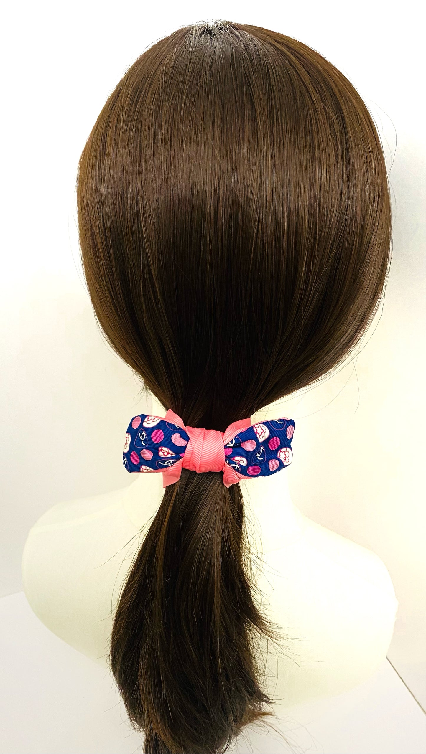 CC-Royal Blue & Pink Camellias- CC032-Pony Clip