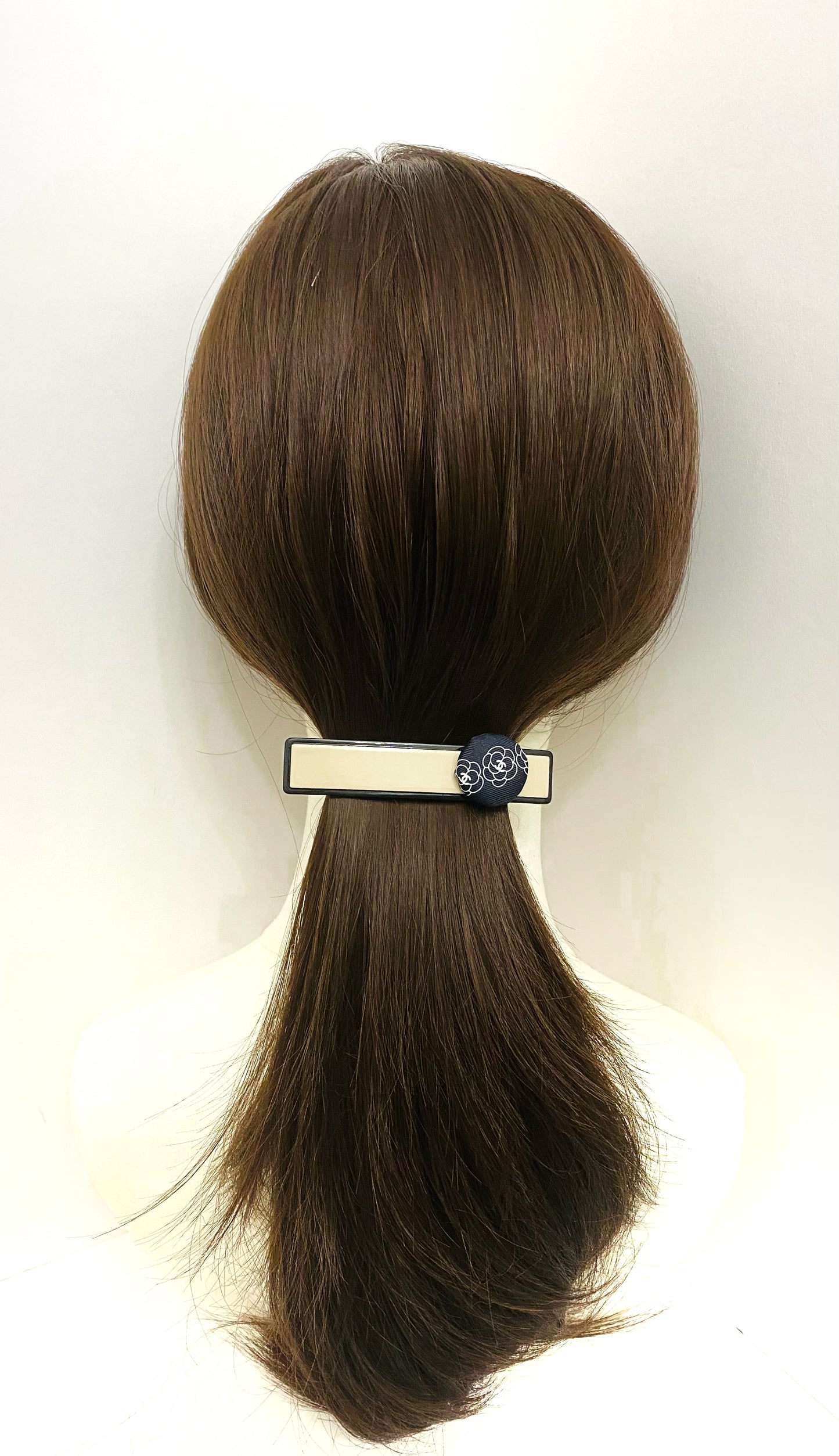 CC- Black & White Camellias with CC logo CC039- Hair Clip