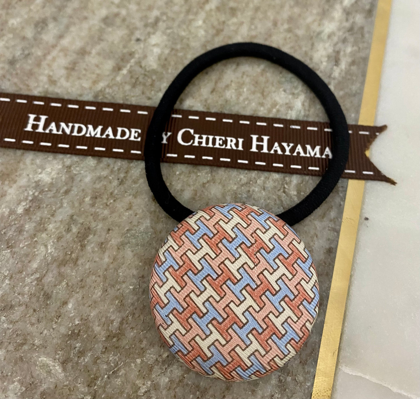 H-H0029- Peach/ Baby Blue/ Baby Pink "H" all over pattern - Hairband/ earring